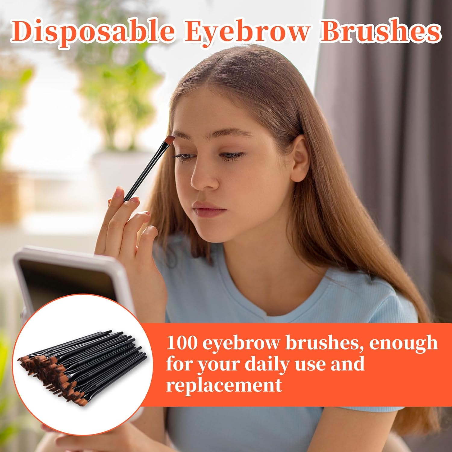 100 PCS Eyebrow Tint Brush, Eyeliner Brush Set Black Eyeliner Brushes Fine Angled Ultra Thin Angled Eyeliners Brushes - Image 6