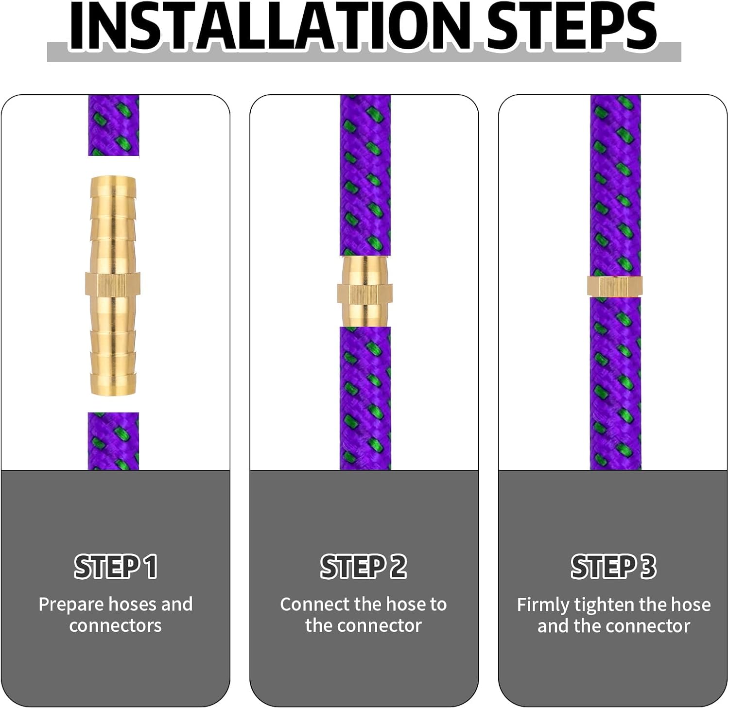 1/4 Inch Hose Barb Fitting, 12 Pcs Brass Splicer Mender Barbed Connector Air Hose Fittings Metal Air Line Repair Kit Garden Straight Watertight Hoses Connectors for Water, Fuel, Oil - Image 4