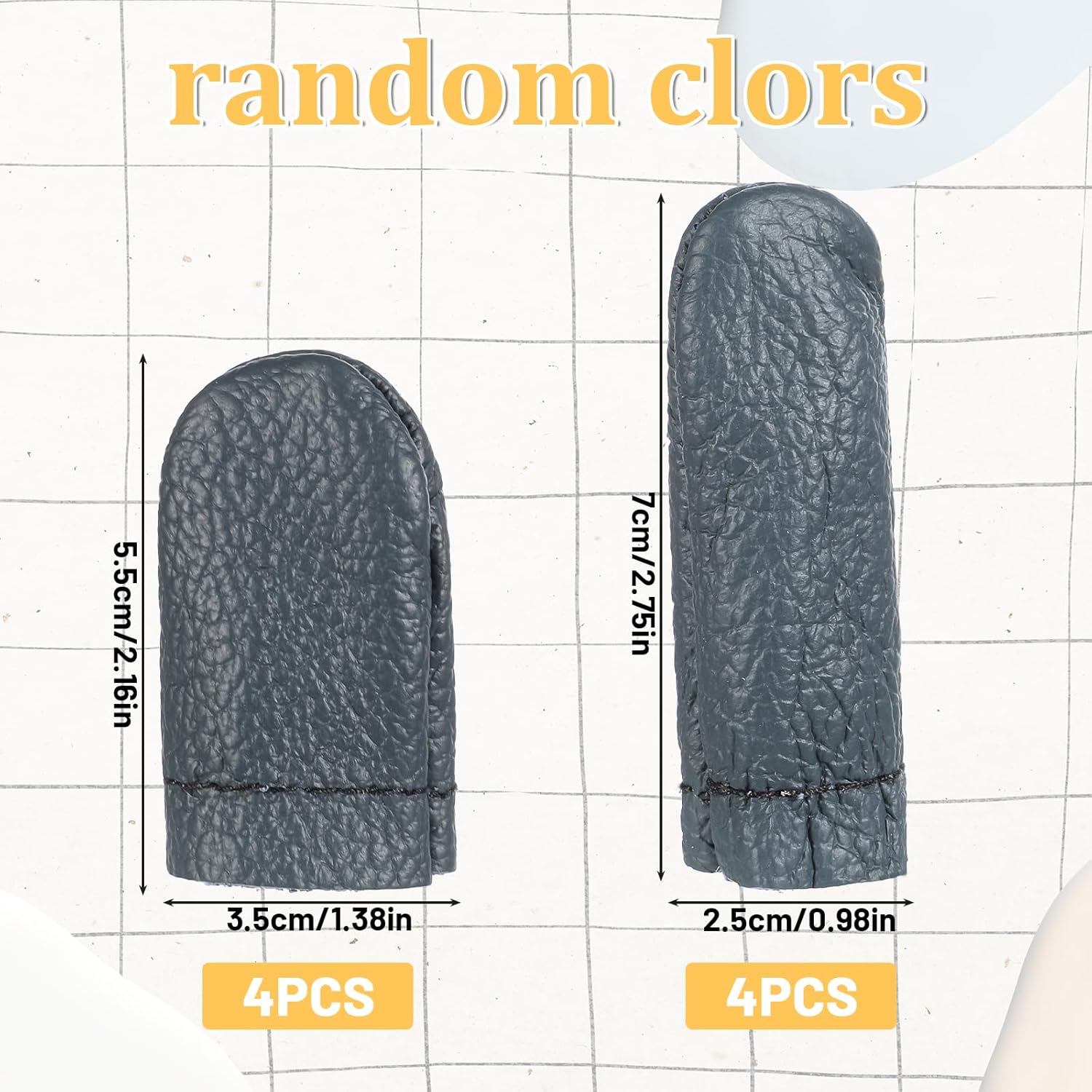 4 Pairs Crochet Finger Protectors, Leather Thimbles for Hand Sewing, Durable Needle Felting Knitting Thimble Guards Felting Tools Finger Protector for Hand Sewing, Embroidery Crafting - Image 3
