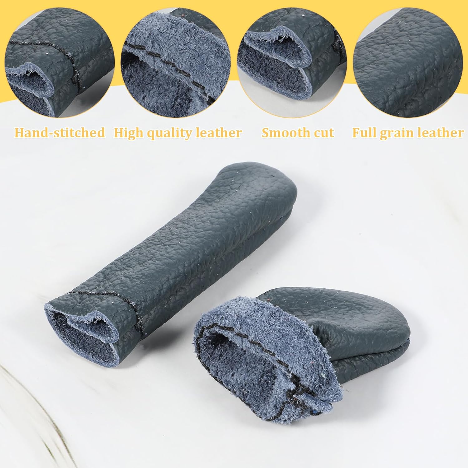4 Pairs Crochet Finger Protectors, Leather Thimbles for Hand Sewing, Durable Needle Felting Knitting Thimble Guards Felting Tools Finger Protector for Hand Sewing, Embroidery Crafting - Image 6