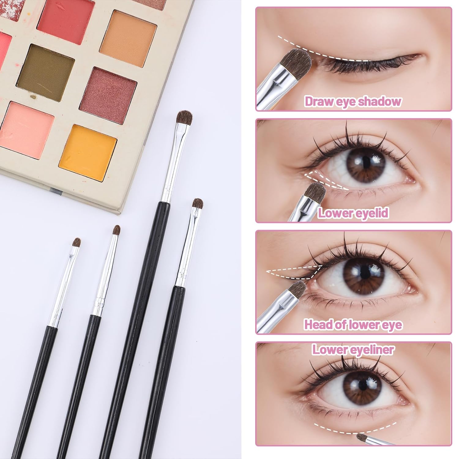 4 Pcs Eye Makeup Brushes Mini Smudge Brush for Eyeliner Concealer Brush Eyeshadow Eyeliner Brushes for Gel Cream Liquid Concealer Highlighting Eye Liner - Image 4