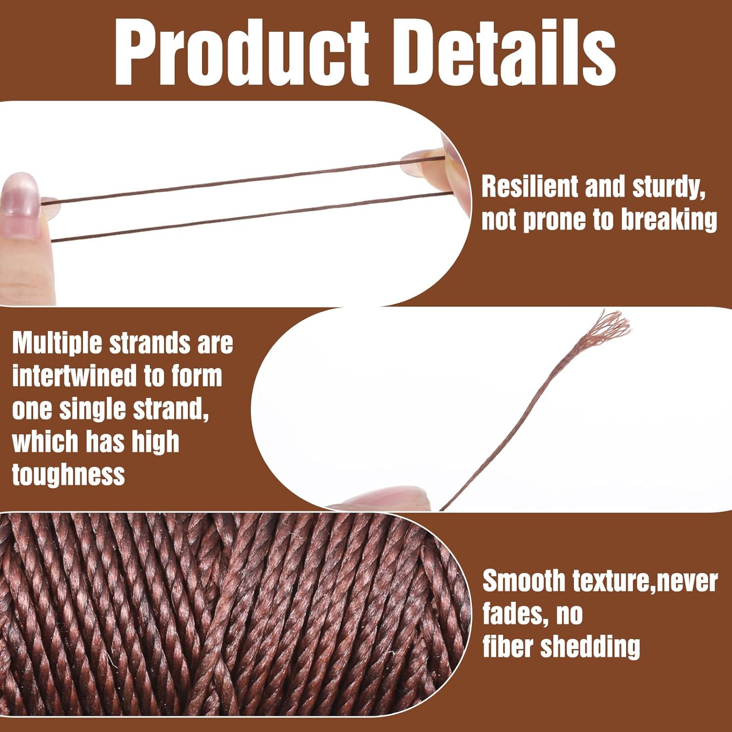32.8 Yards Waxed Thread, 0.8 mm Leather Thread for Hand Sewing, 2 Colors Heavy Duty Upholstery Threads Thick Sewing Threads Waxed String for Bookbinding, DIY Crafts, Shoes Repair - Image 3