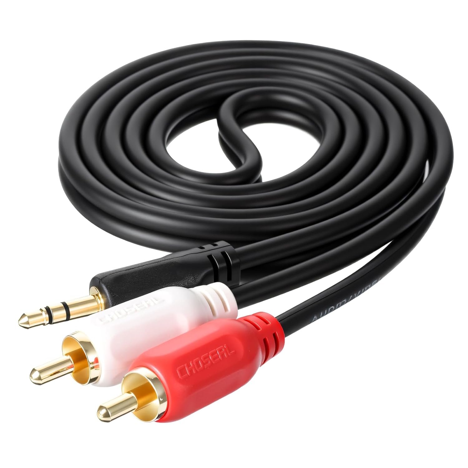 3.5 mm to 2RCA Audio Cable, 3.2 ft/1 m Gold-Plated Plug Stereo Y Splitter Cord, Aux to RCA Cable Audio Jack Adapter for Home Theater, Speakers, TV, Subwoofer, Smartphone, MP3/MP4, DVD Player - Image 1