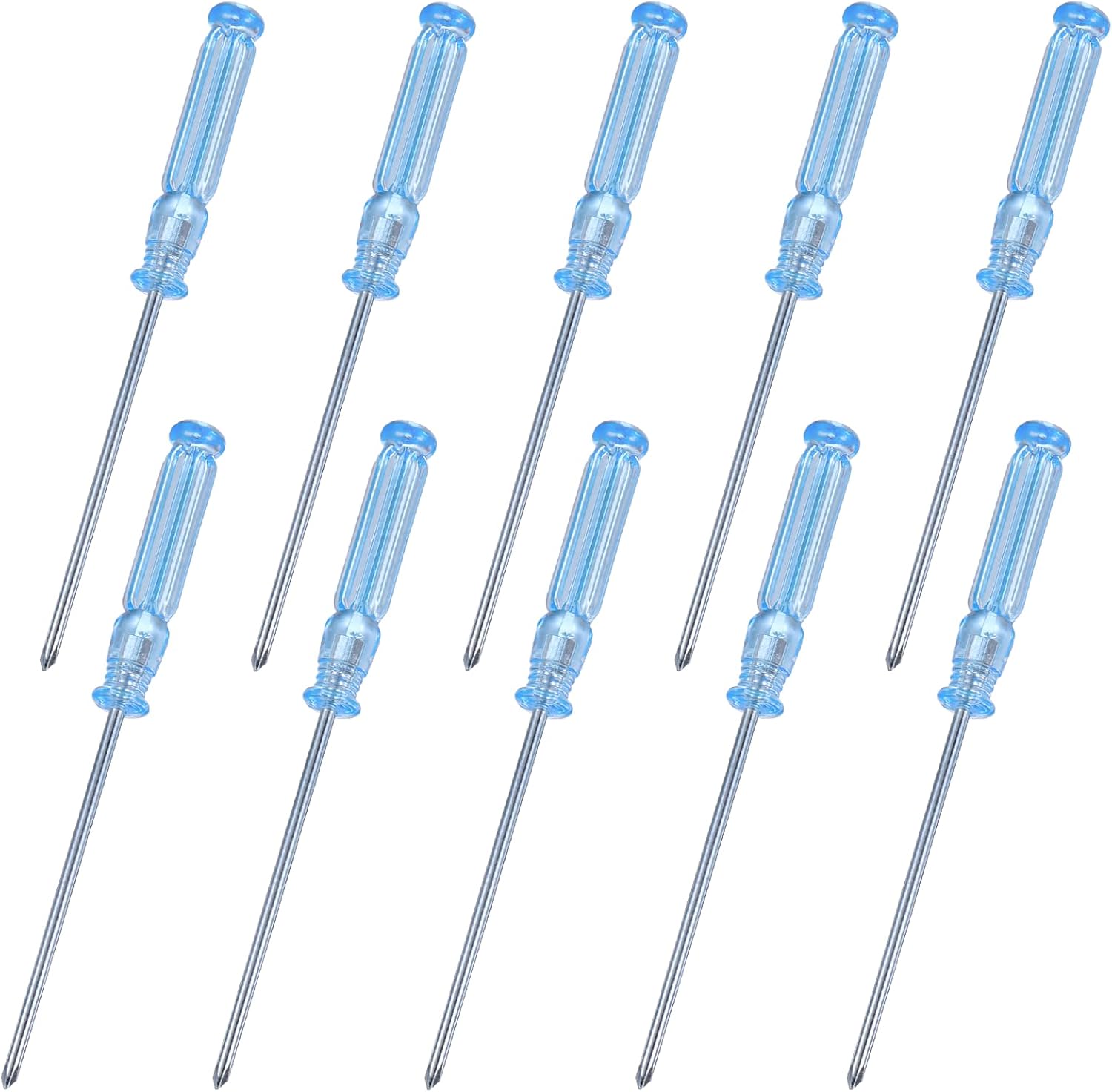 10 Pcs Mini Phillips Screwdriver, 2.5 mm Cross Head Precision Screwdriver Set with Non-Slip Blue Clear Handle 4.9