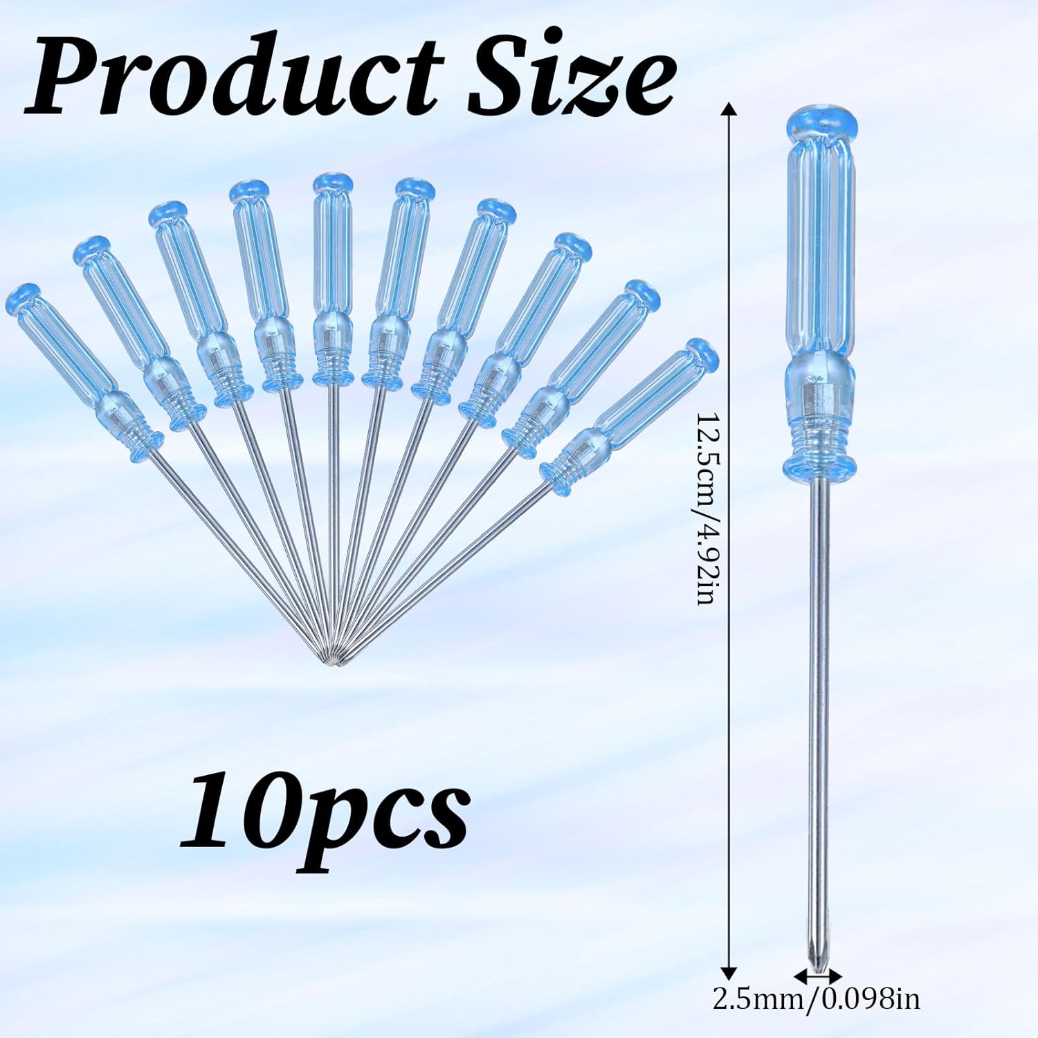 10 Pcs Mini Phillips Screwdriver, 2.5 mm Cross Head Precision Screwdriver Set with Non-Slip Blue Clear Handle 4.9