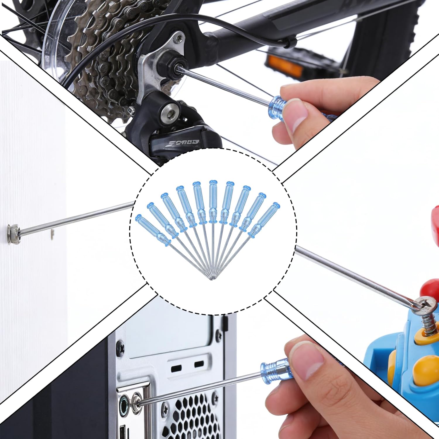 10 Pcs Mini Phillips Screwdriver, 2.5 mm Cross Head Precision Screwdriver Set with Non-Slip Blue Clear Handle 4.9