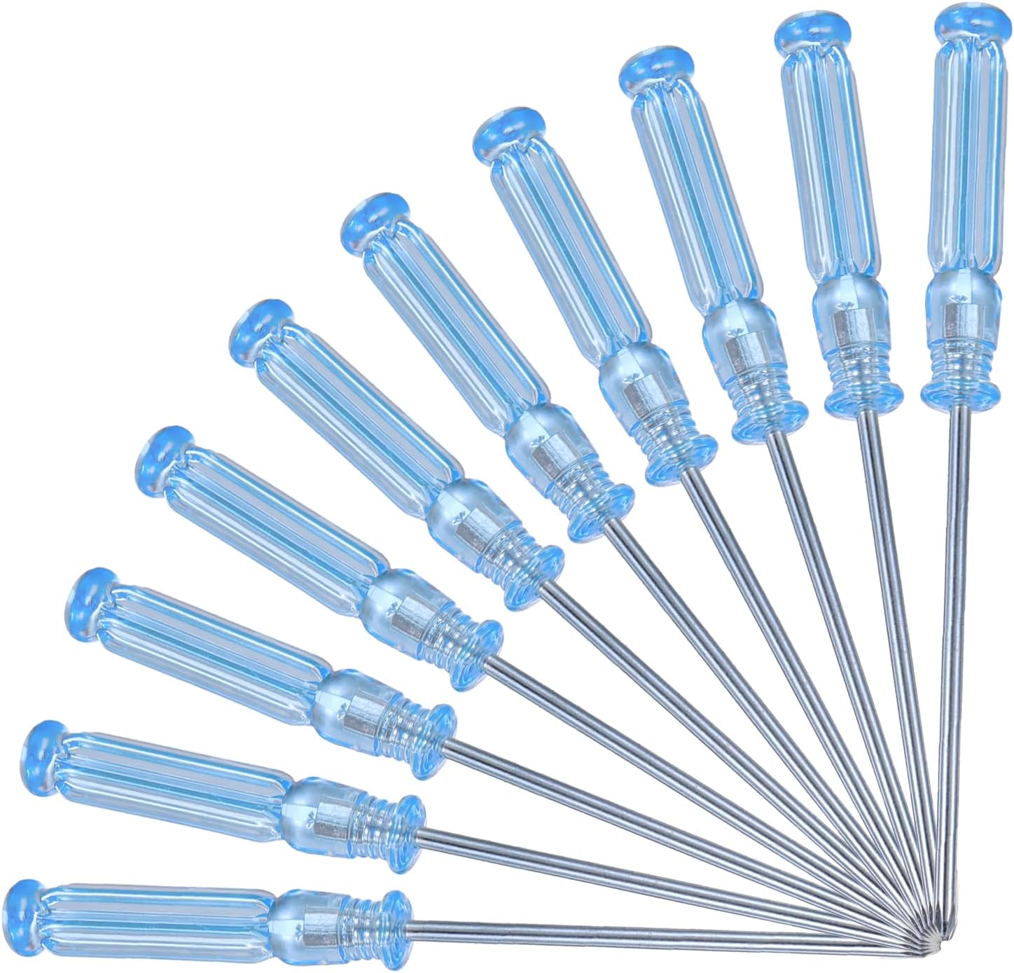 10 Pcs Mini Phillips Screwdriver, 2.5 mm Cross Head Precision Screwdriver Set with Non-Slip Blue Clear Handle 4.9