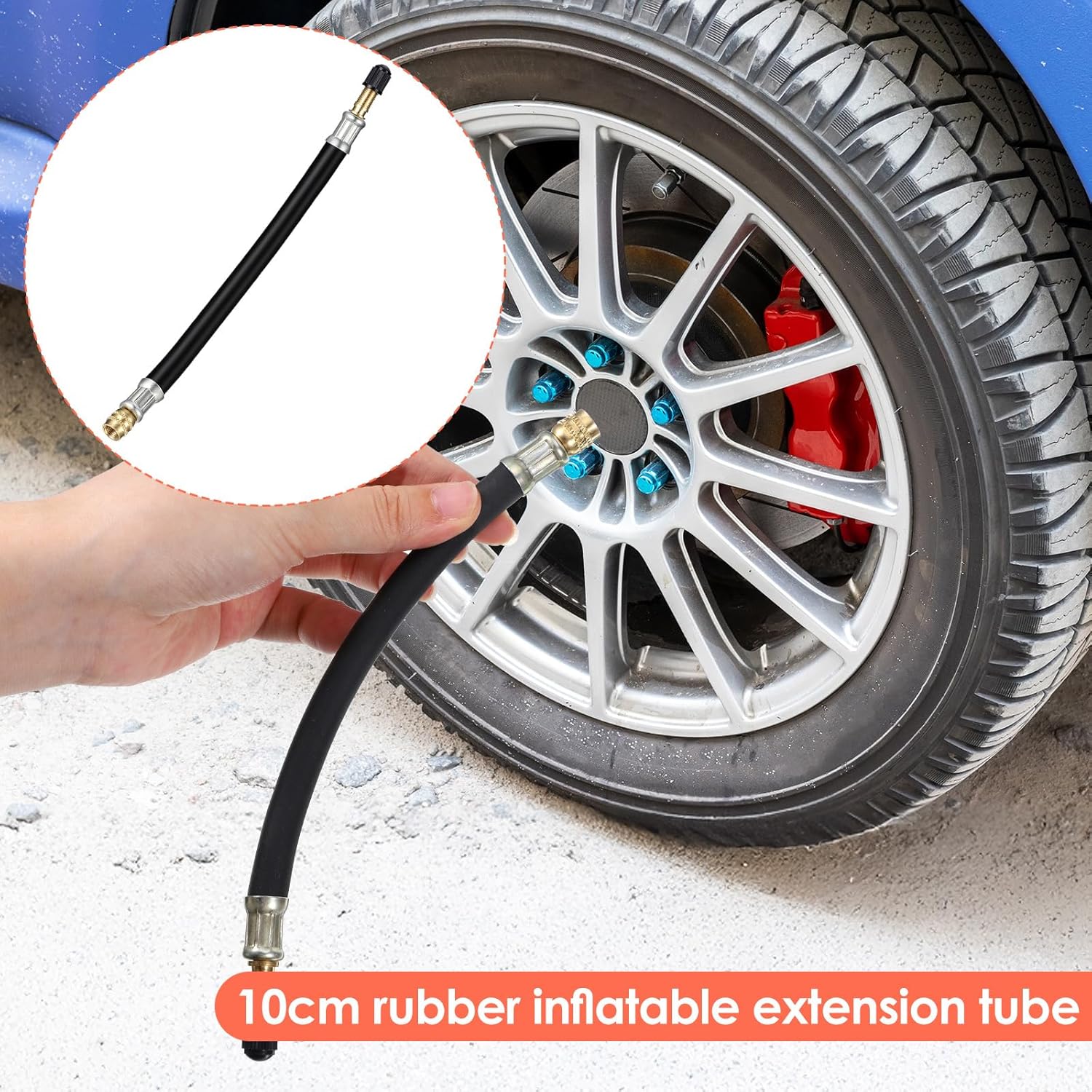 2 Pcs Valve Stem Extension, 8.25 Inch Tire Rubber Valve Extension Tube Extender Flexible Portable Universal Brass Air Inflation Hose Extensions Adapter for Car, Truck, Motorcycle, Bike, Scooter - Image 5