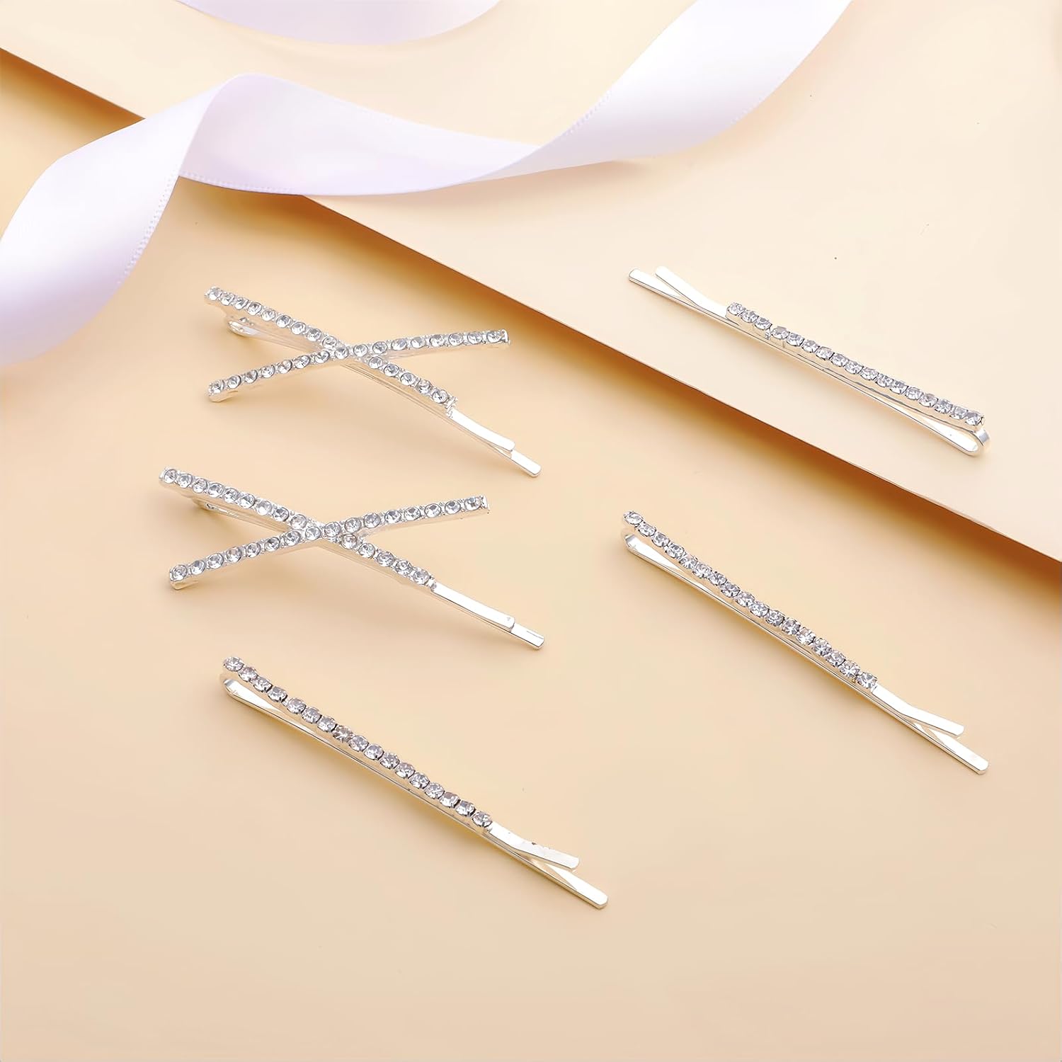 12 Pieces Rhinestone Bobby Pins for Women, Decorative Silver Hair Clips Crystal Shiny X Shaped Barrettes Metal Diamond Bling Hair Accessories for Women Girls Wedding Prom Party - Image 6