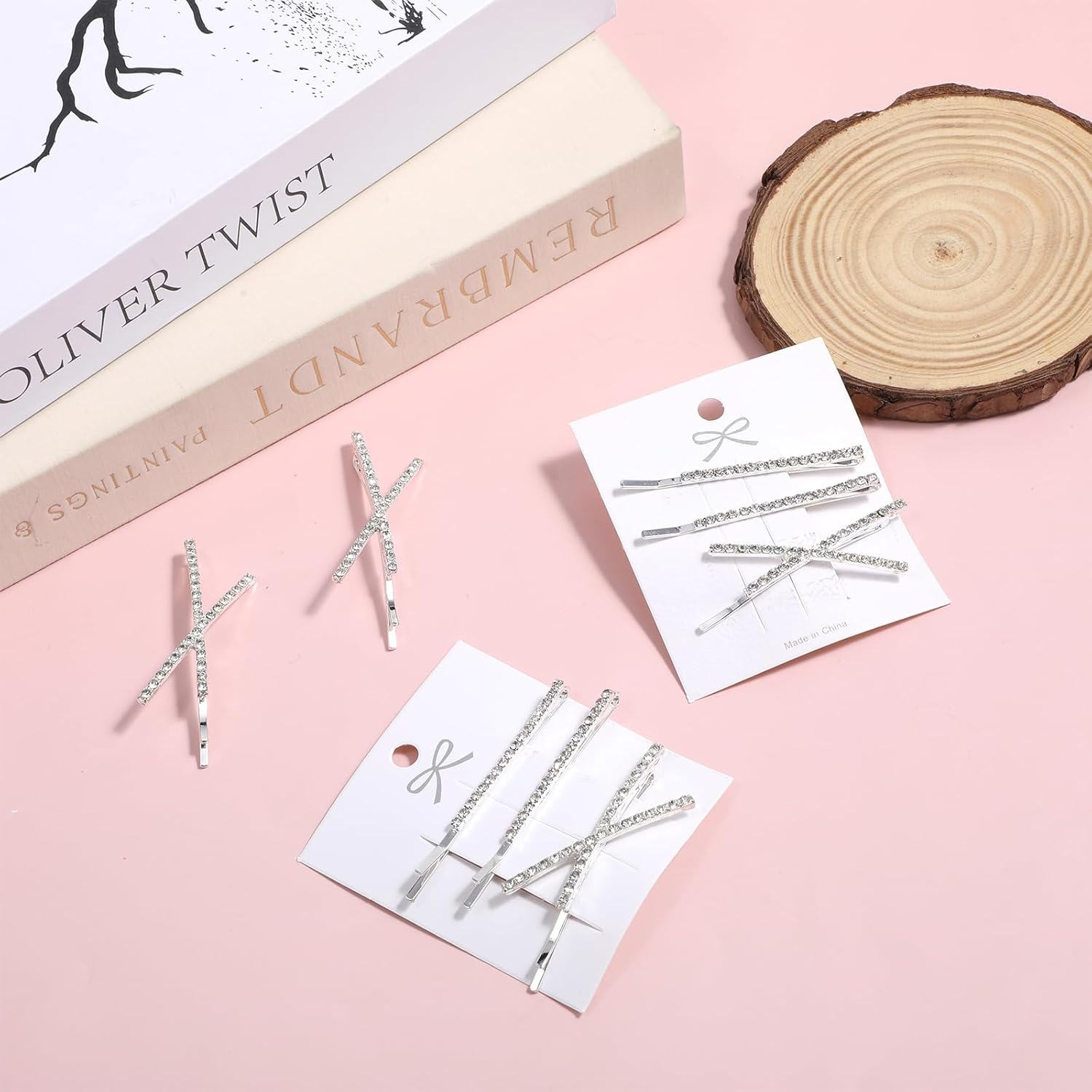 12 Pieces Rhinestone Bobby Pins for Women, Decorative Silver Hair Clips Crystal Shiny X Shaped Barrettes Metal Diamond Bling Hair Accessories for Women Girls Wedding Prom Party - Image 7
