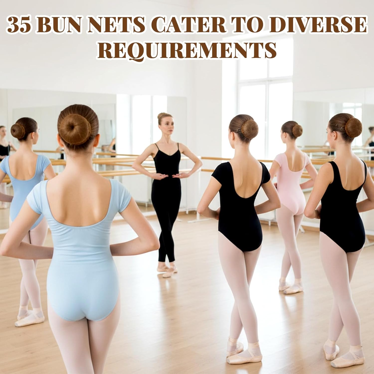 Hair Nets, 35 Pcs Invisible Hair Net for Buns, 20 Inch Strong Nylon Elastic Mesh Wig Nets Hairnet Hairs Accessories for Women Men Ballet, Food Service Workers, Kitchen Daily Styling (Brown) - Image 5