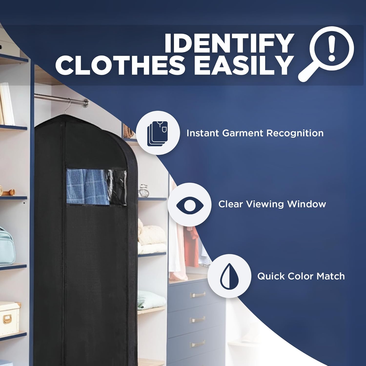 Garment Bag for Hanging Clothes - Travel Suit Bag Closet Covers for Men and Women - Long Dress, Mens Jackets, Coats, Shirts, Dance Clothing Protector, Zipper Hanger Wardrobe Dust Cover (42 Inch) - Image 2