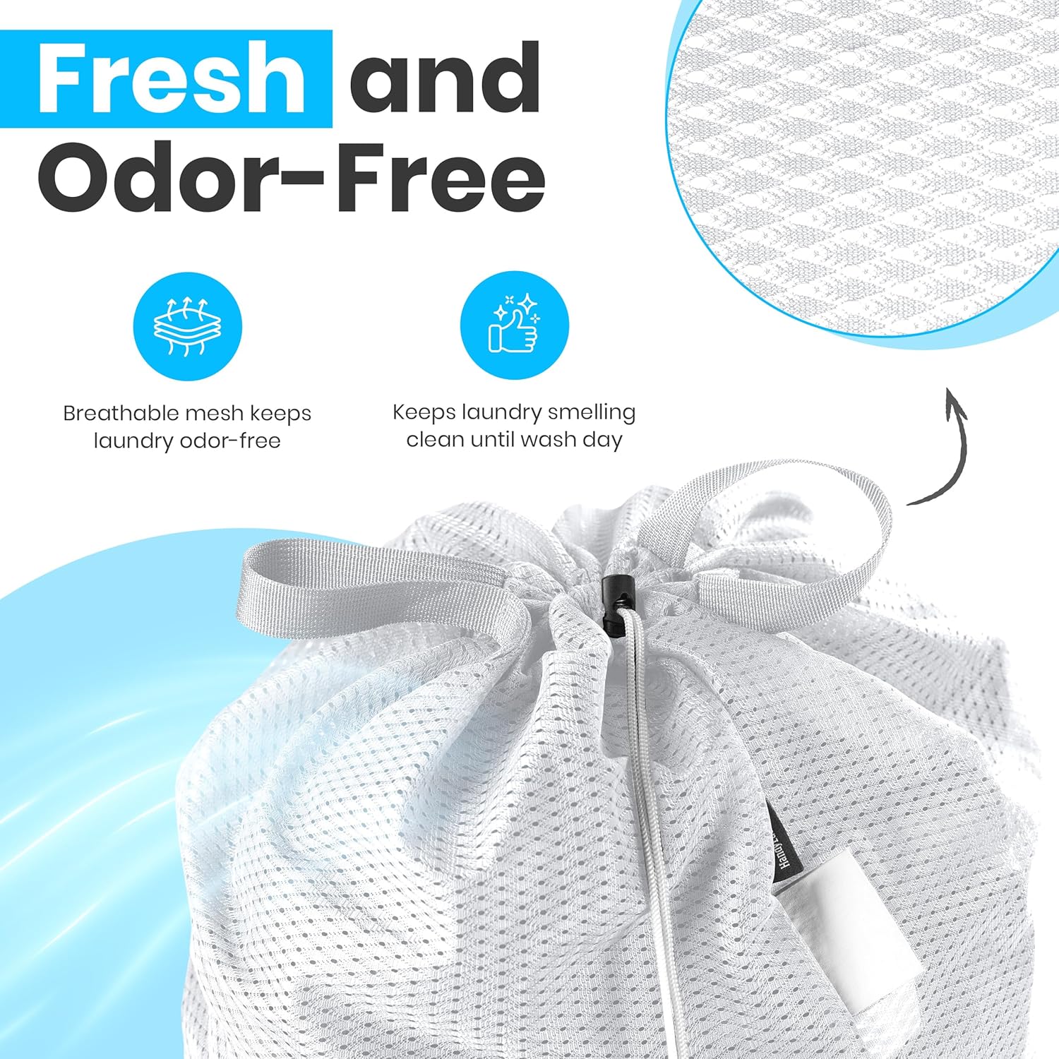 Extra Large Mesh Laundry Bags 2-Pack – Heavy Duty, Machine Washable Laundry Bag with Handles & Shoulder Strap, Odor Resistant, for College Dorm, Travel, Bedding & Clothes Storage, White - Image 5
