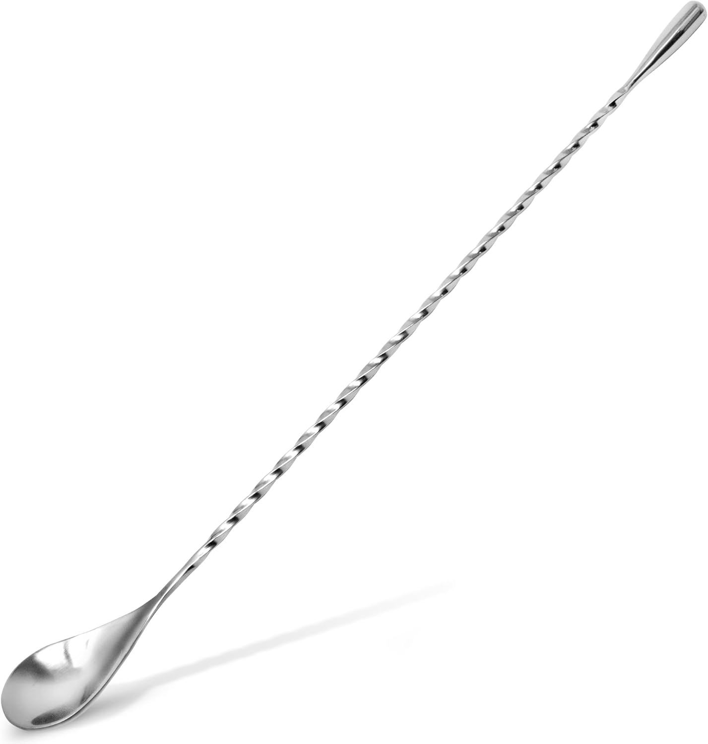 Zulay Premium 12 Inch Stainless Steel Cocktail Spoon - Long Attractive Spiral Design for Layering Drinks - Bar Spoon & Cocktail Mixing Spoon for Cocktail Shakers, Tall Cups & Pitchers (Silver) - Image 1