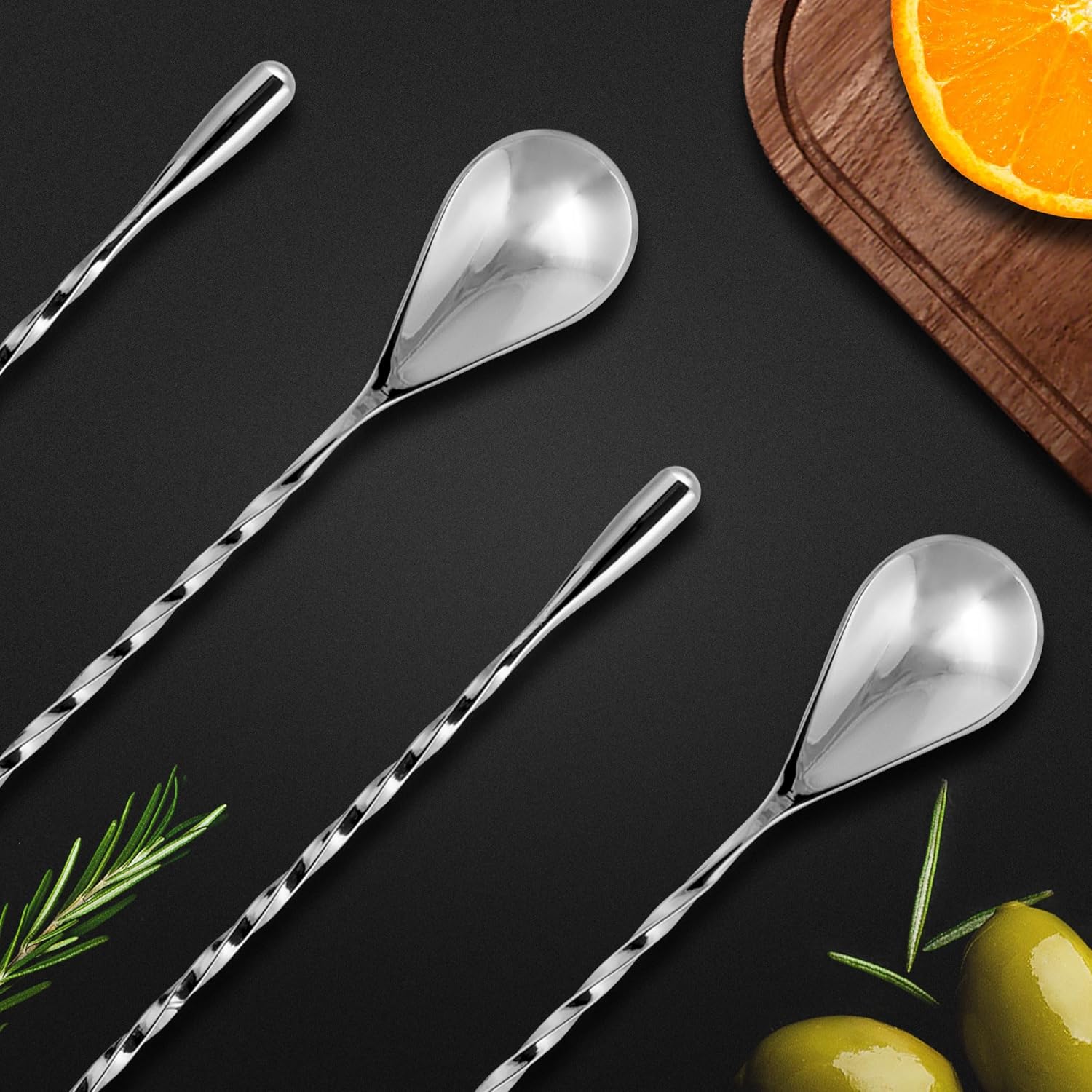 Zulay Premium 12 Inch Stainless Steel Cocktail Spoon - Long Attractive Spiral Design for Layering Drinks - Bar Spoon & Cocktail Mixing Spoon for Cocktail Shakers, Tall Cups & Pitchers (Silver) - Image 2
