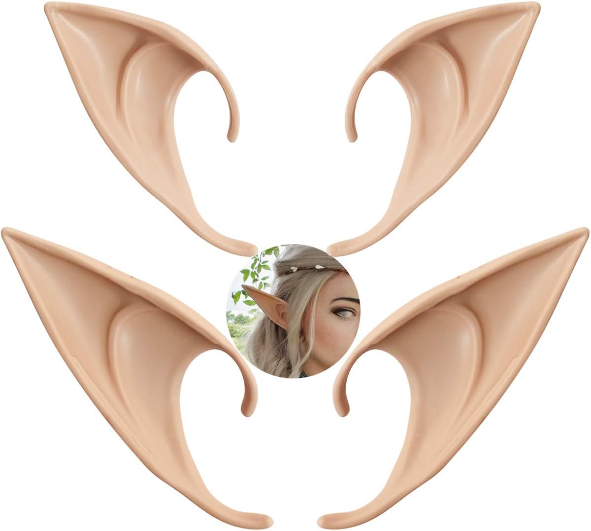 2 Pair Cosplay Fairy Pixie Elf Ears Christmas Anime Party Latex Ears - Image 1