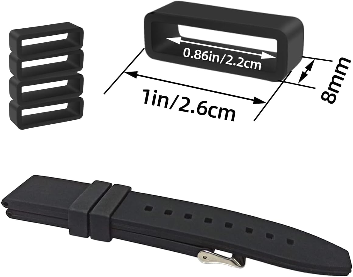 6 Pcs Watch Band Loop Holder Keeper for Resin Belt, Replacement Fastener Rings for Silicone Leather Rubber Watch Strap, Durable Fastener Retainer Size(22mm) - Image 2