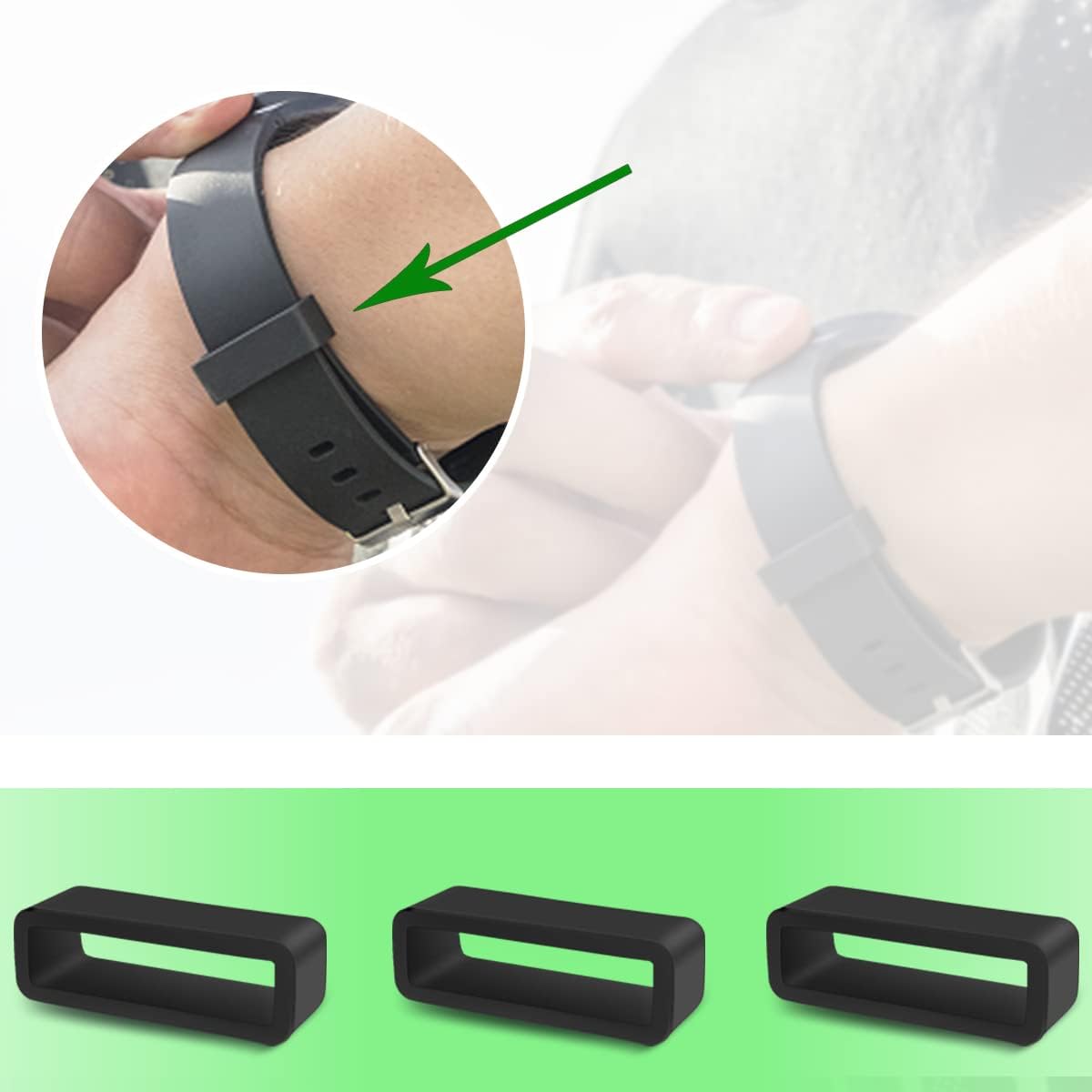 6 Pcs Watch Band Loop Holder Keeper for Resin Belt, Replacement Fastener Rings for Silicone Leather Rubber Watch Strap, Durable Fastener Retainer Size(22mm) - Image 6