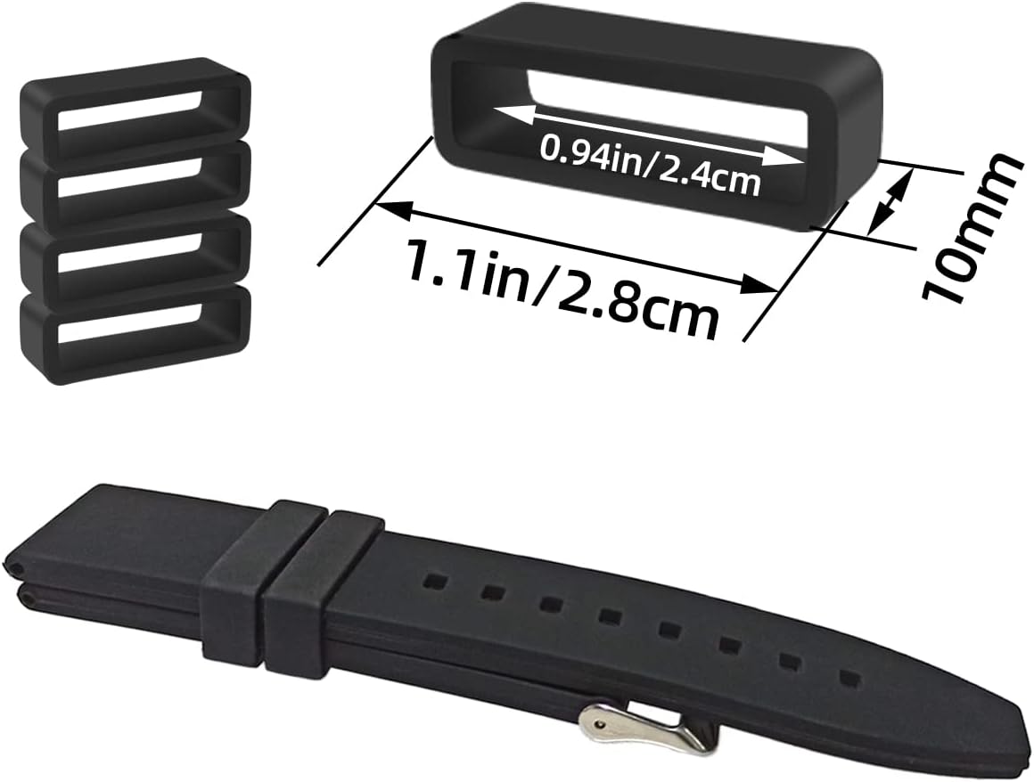 6 Pcs Watch Band Loop Holder Keeper for Resin Belt, Replacement Fastener Rings for Silicone Leather Rubber Watch Strap, Durable Fastener Retainer Size(24mm) - Image 2