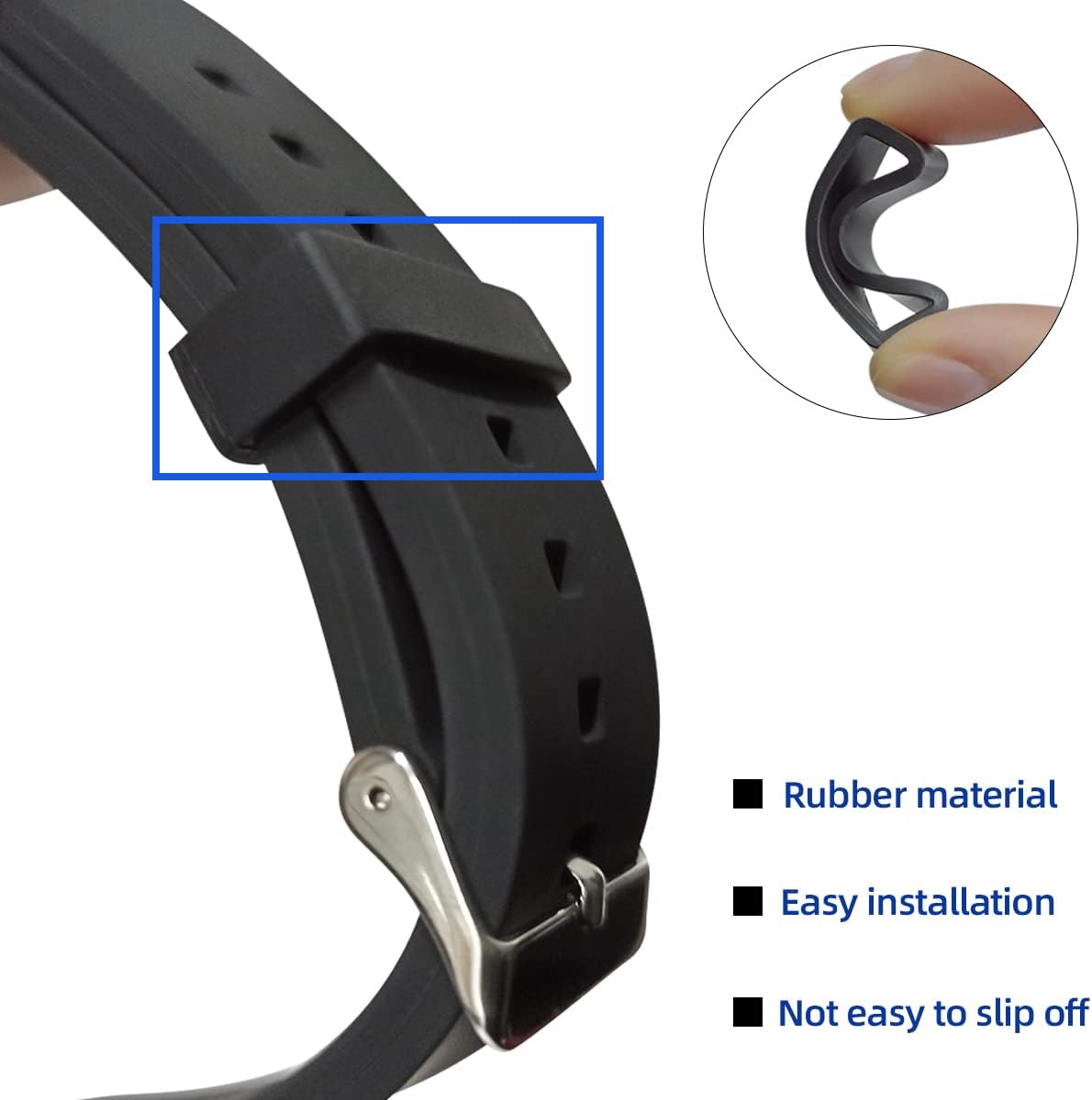 6 Pcs Watch Band Loop Holder Keeper for Resin Belt, Replacement Fastener Rings for Silicone Leather Rubber Watch Strap, Durable Fastener Retainer Size(24mm) - Image 3