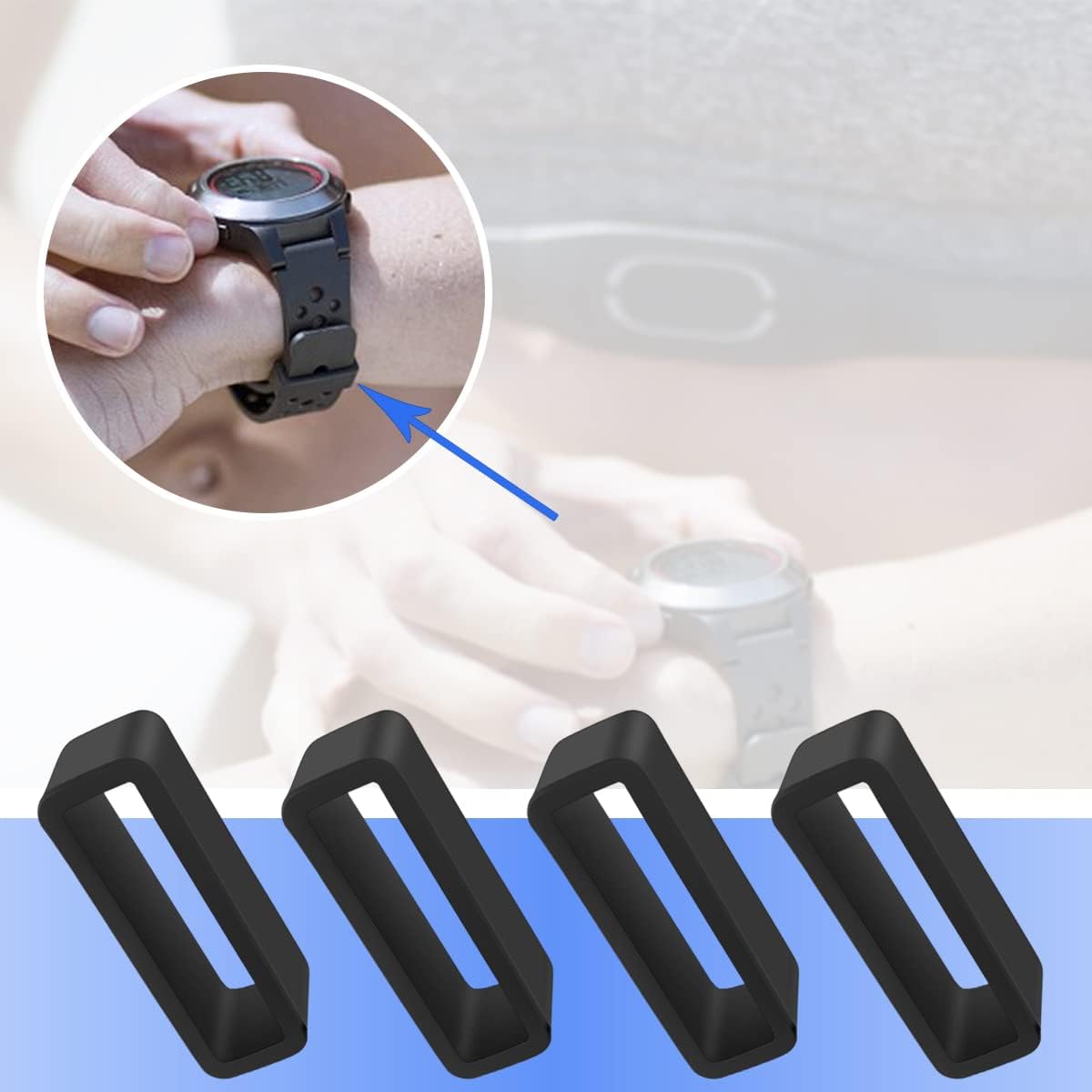 6 Pcs Watch Band Loop Holder Keeper for Resin Belt, Replacement Fastener Rings for Silicone Leather Rubber Watch Strap, Durable Fastener Retainer Size(24mm) - Image 6
