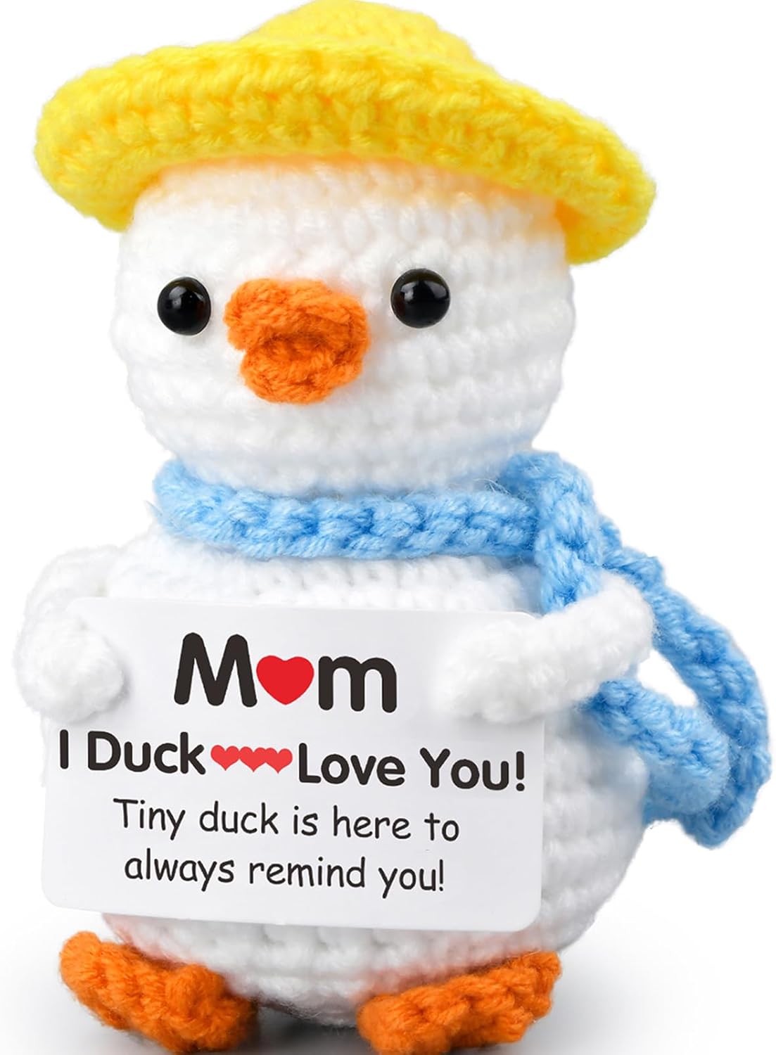Gifts for Mom,Birthday Valentines Day Gifts for Women,Stocking Stuffers for Women I Duck Love You Mom Handmade Crochet Funny Cool Cute Small Duck - Image 1