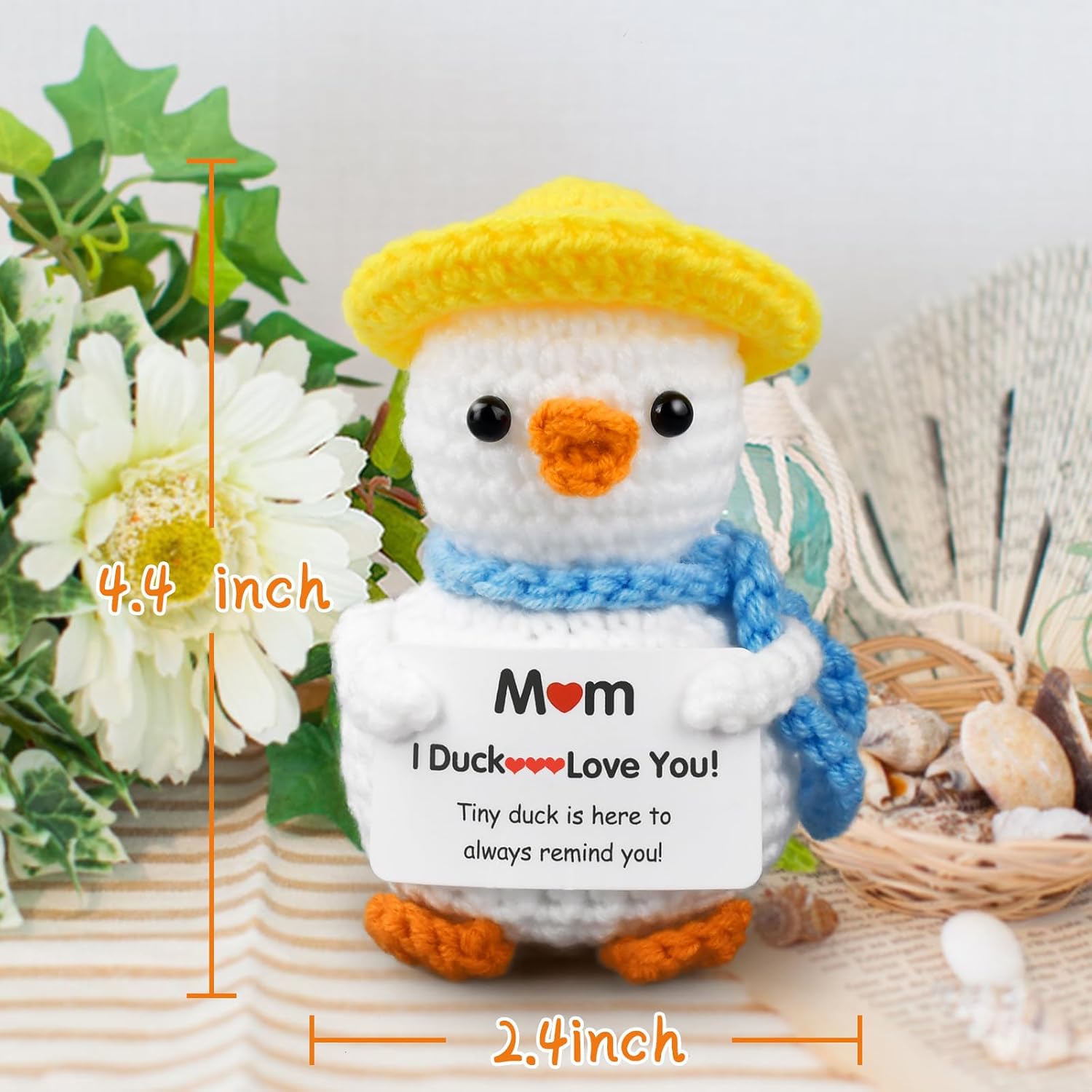 Gifts for Mom,Birthday Valentines Day Gifts for Women,Stocking Stuffers for Women I Duck Love You Mom Handmade Crochet Funny Cool Cute Small Duck - Image 4