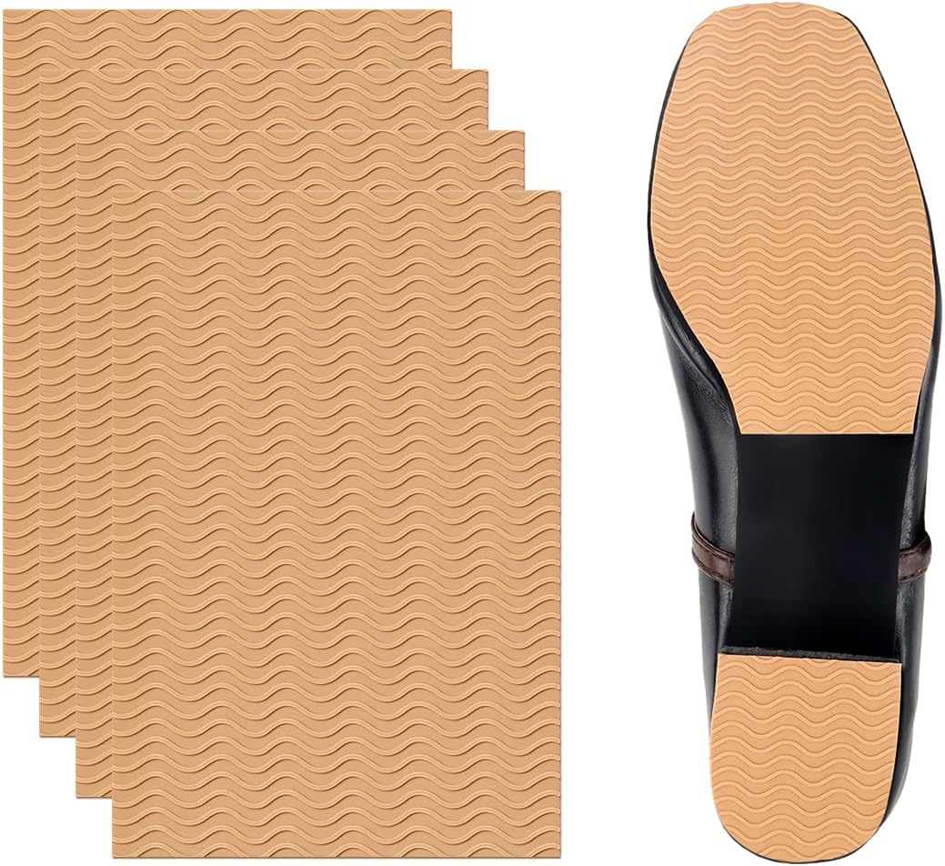 4 Pcs Non-Slip Shoe Sole Pads Shoe Bottom Grip Pads 5.9 x 3.9 Inch Self Adhesive Shoe Sole Protectors Shoe Pads Sole Shoe Bottom Protector for Women (Nude) - Image 1