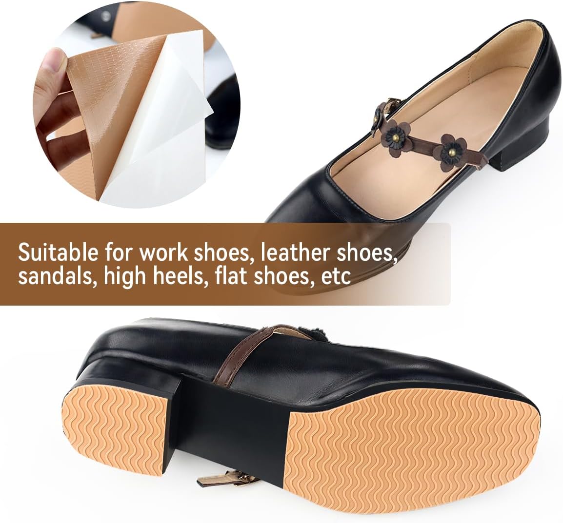 4 Pcs Non-Slip Shoe Sole Pads Shoe Bottom Grip Pads 5.9 x 3.9 Inch Self Adhesive Shoe Sole Protectors Shoe Pads Sole Shoe Bottom Protector for Women (Nude) - Image 4