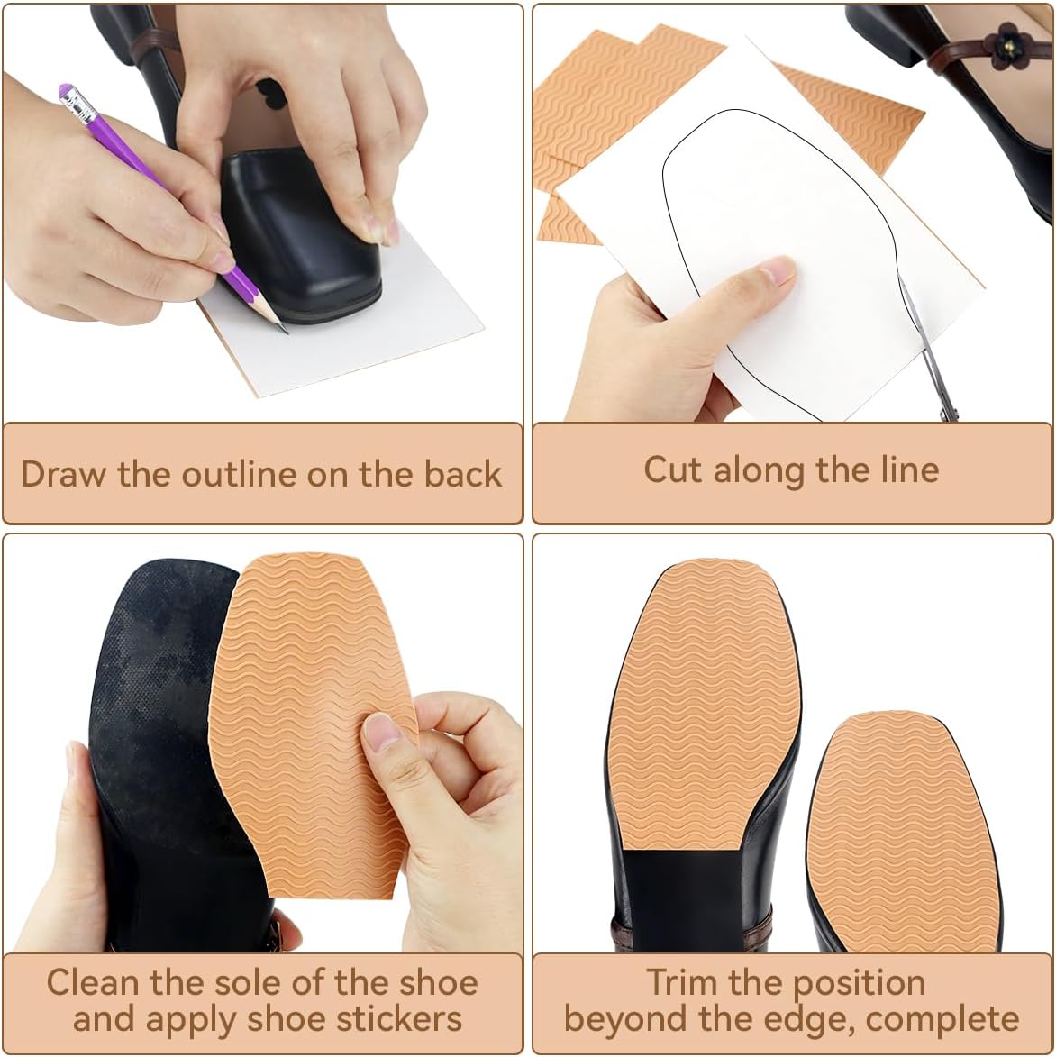 4 Pcs Non-Slip Shoe Sole Pads Shoe Bottom Grip Pads 5.9 x 3.9 Inch Self Adhesive Shoe Sole Protectors Shoe Pads Sole Shoe Bottom Protector for Women (Nude) - Image 5