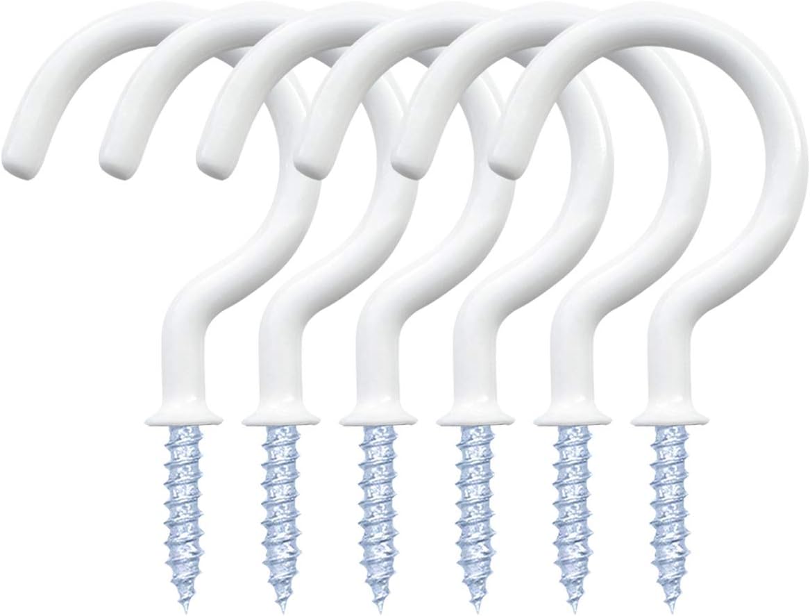 12 Pack Vinyl Coated Ceiling Hooks,Screw-in Mug Hooks,Multi-Function Wall Hooks Kitchen Hooks Cup Hooks for Indoors Outdoors (White, 1-1/4 Inch) - Image 1