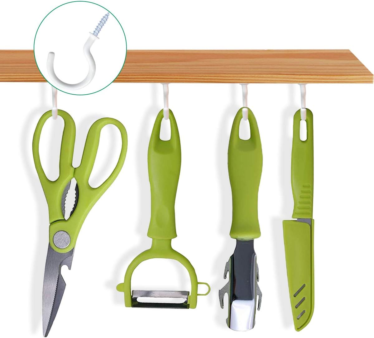 12 Pack Vinyl Coated Ceiling Hooks,Screw-in Mug Hooks,Multi-Function Wall Hooks Kitchen Hooks Cup Hooks for Indoors Outdoors (White, 1-1/4 Inch) - Image 4