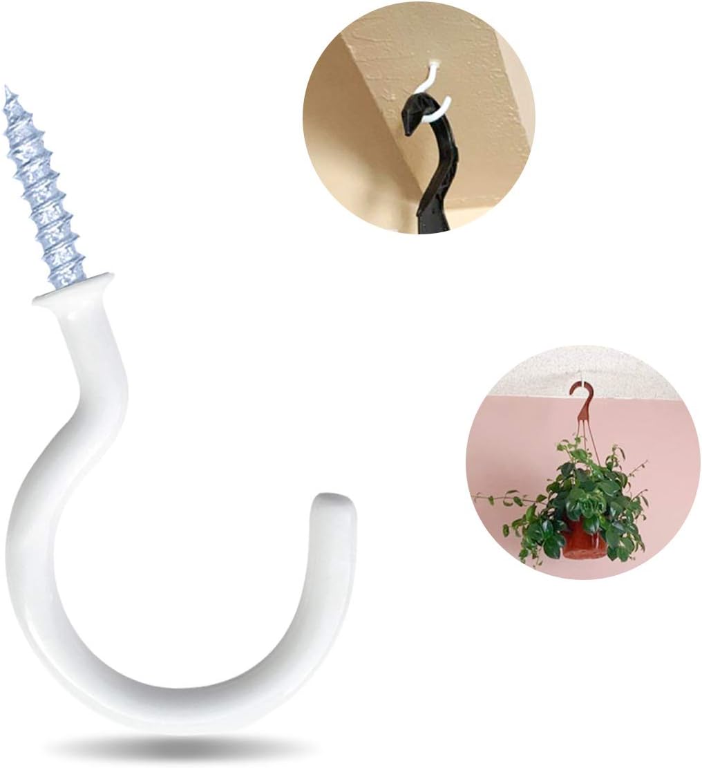 12 Pack Vinyl Coated Ceiling Hooks,Screw-in Mug Hooks,Multi-Function Wall Hooks Kitchen Hooks Cup Hooks for Indoors Outdoors (White, 1-1/4 Inch) - Image 7