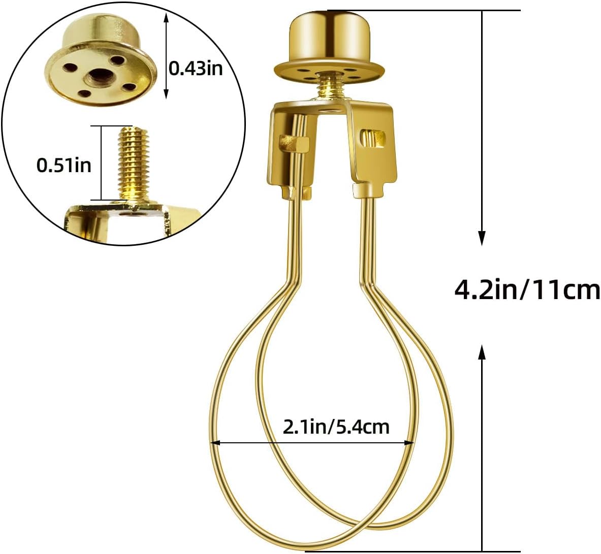 Lamp Holder for Clip-on Light Bulbs with Levellers, Include Finial - DIY Adapter for Shades (1 Pc, Gold) - Image 2