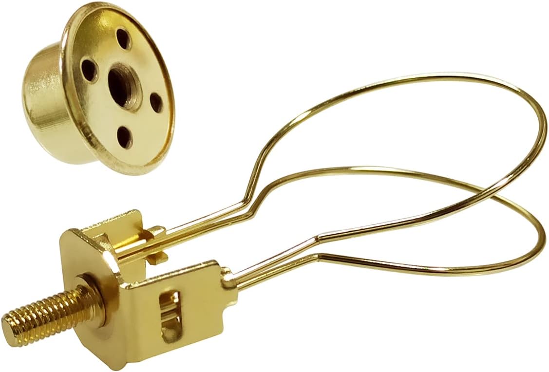 Lamp Holder for Clip-on Light Bulbs with Levellers, Include Finial - DIY Adapter for Shades (1 Pc, Gold) - Image 3