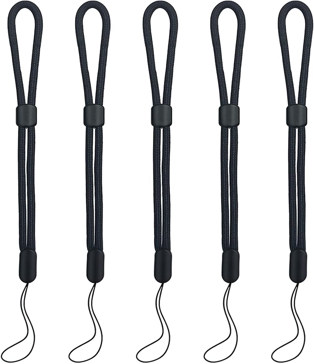 5PCS Wrist lanyard, 8.8 inch Hand Wrist Strap Lanyard, Adjustable Nylon Wristlet Straps for Cell Phone, Camera, GoPro, PSP, USB Flash Drives, Flashlight (Black) - Image 1