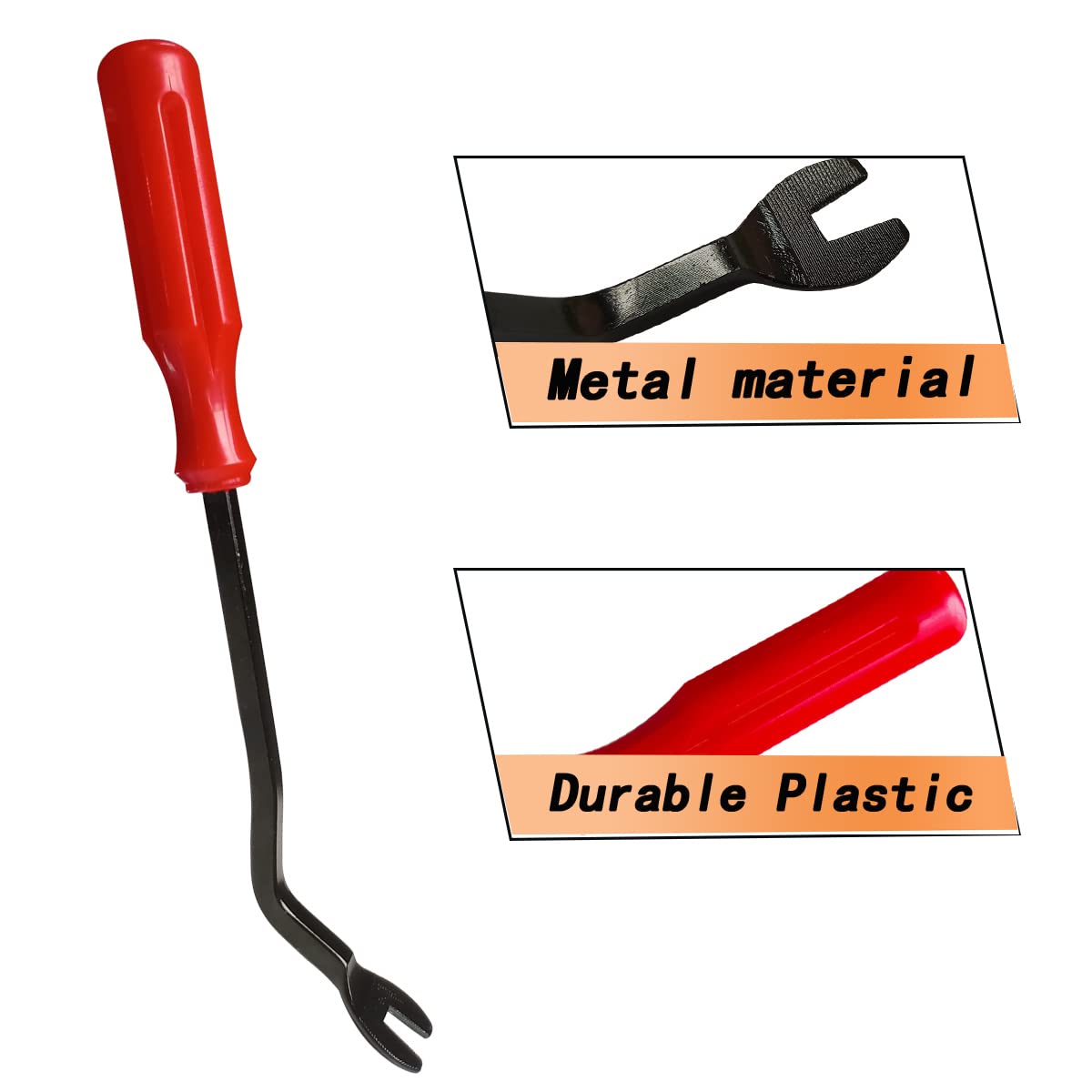 1 Pcs Fastener Remover Car Panel Door Window Tool Clip Puller Rivet Removal Tool Auto Trim Removal Tool for Trim Panels, Plastic and Metal Clips, Car Door Panels (Red) - Image 3