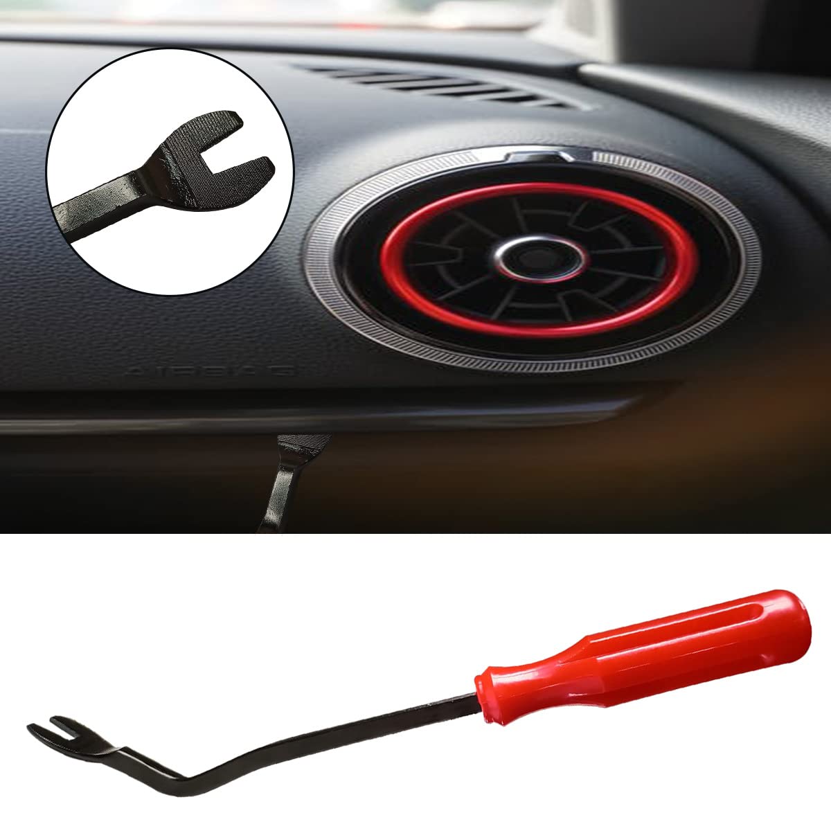 1 Pcs Fastener Remover Car Panel Door Window Tool Clip Puller Rivet Removal Tool Auto Trim Removal Tool for Trim Panels, Plastic and Metal Clips, Car Door Panels (Red) - Image 5