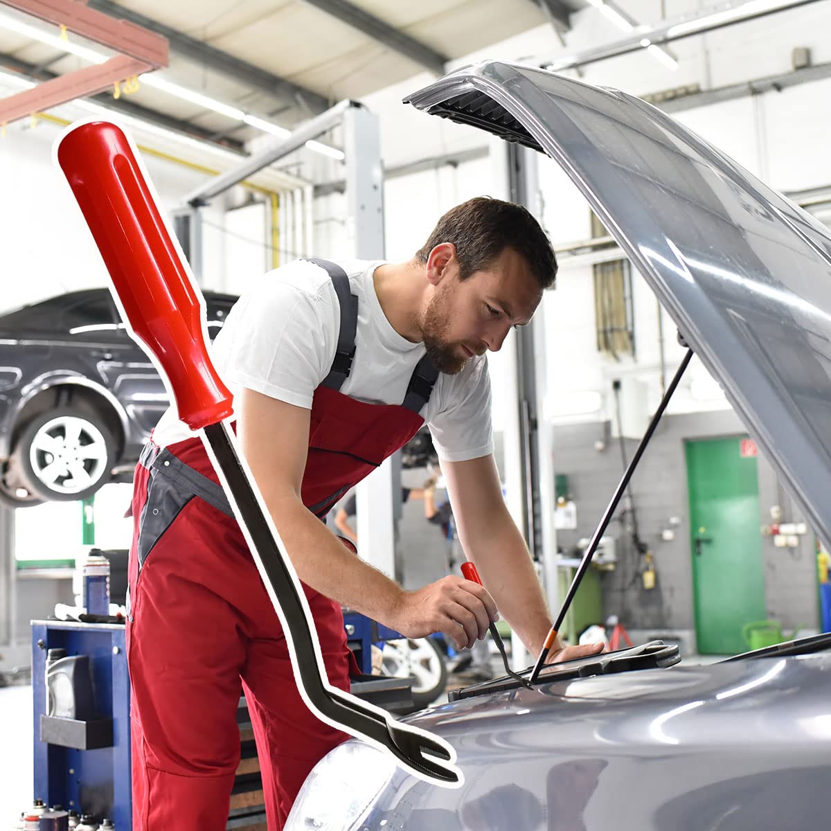 1 Pcs Fastener Remover Car Panel Door Window Tool Clip Puller Rivet Removal Tool Auto Trim Removal Tool for Trim Panels, Plastic and Metal Clips, Car Door Panels (Red) - Image 6