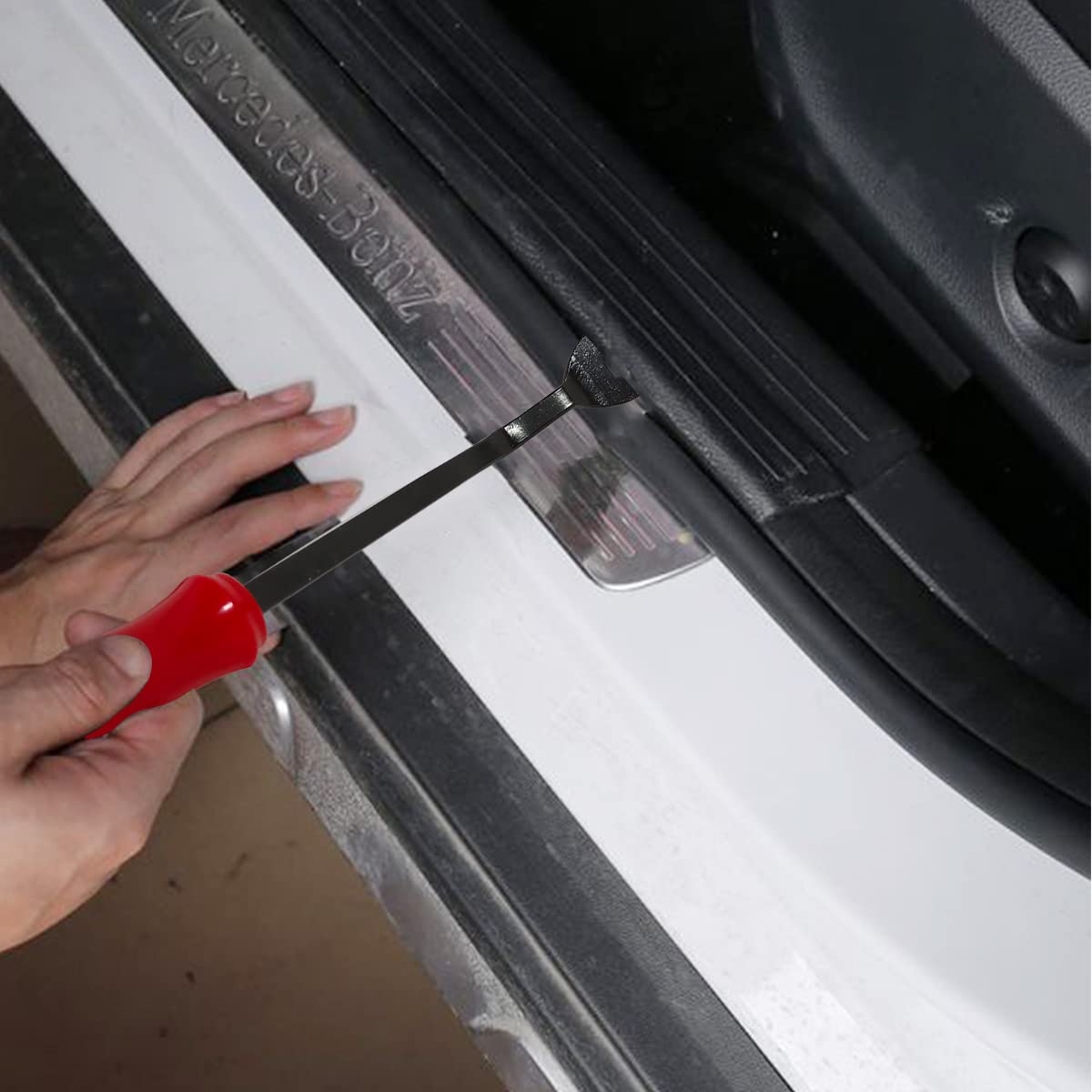 1 Pcs Fastener Remover Car Panel Door Window Tool Clip Puller Rivet Removal Tool Auto Trim Removal Tool for Trim Panels, Plastic and Metal Clips, Car Door Panels (Red) - Image 7
