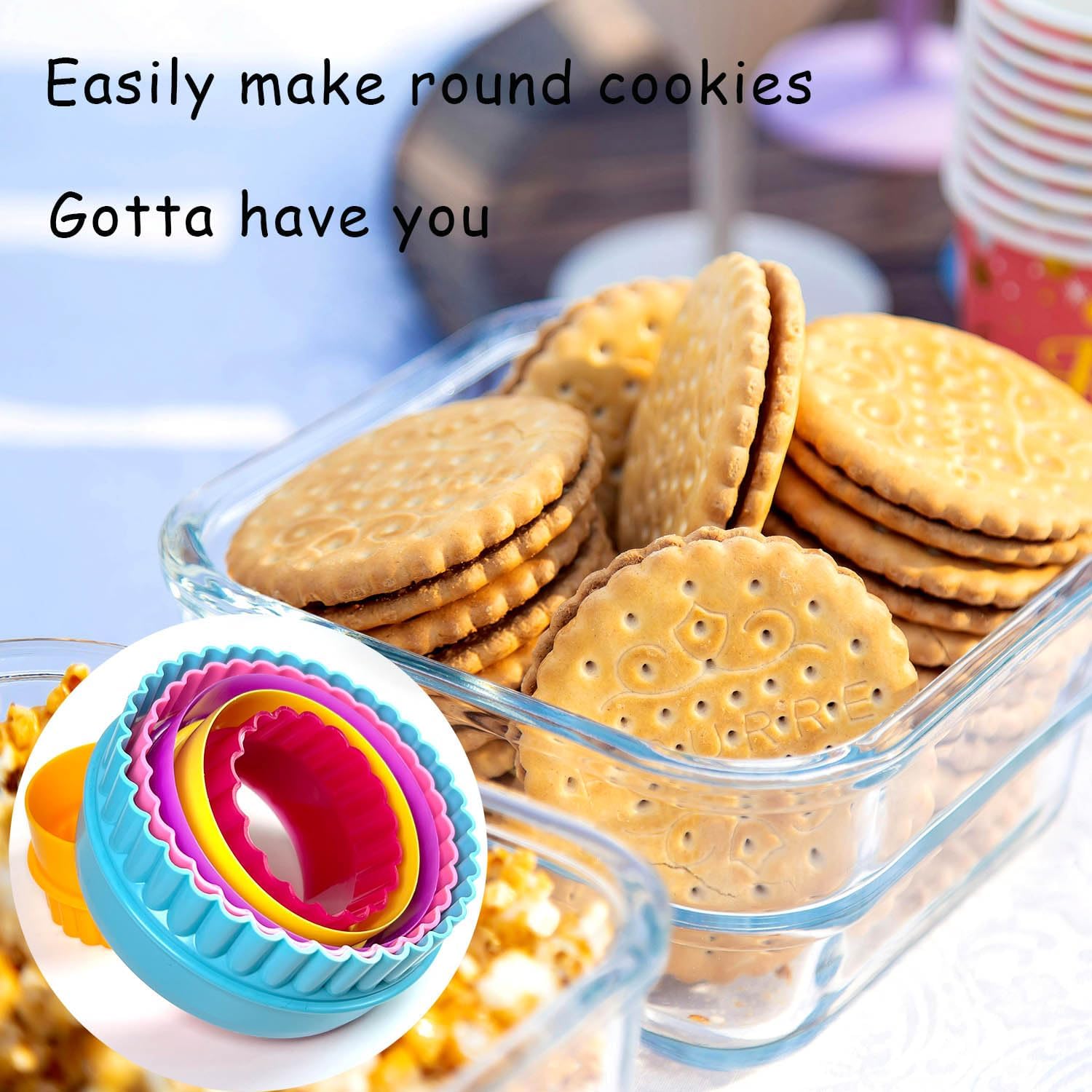 Cookie Biscuit Cutter Set, Two Side Cookie Cutters Plastic Set Multi-size Cake Fruit Vegetable Shapes Cutter Random color (Round Shaped, 6 Pack) - Image 5