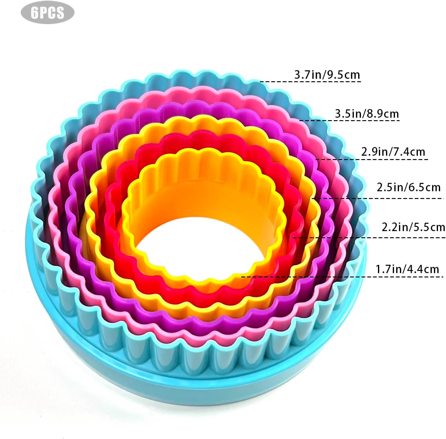 Cookie Biscuit Cutter Set, Two Side Cookie Cutters Plastic Set Multi-size Cake Fruit Vegetable Shapes Cutter Random color (Round Shaped, 6 Pack) - Image 6