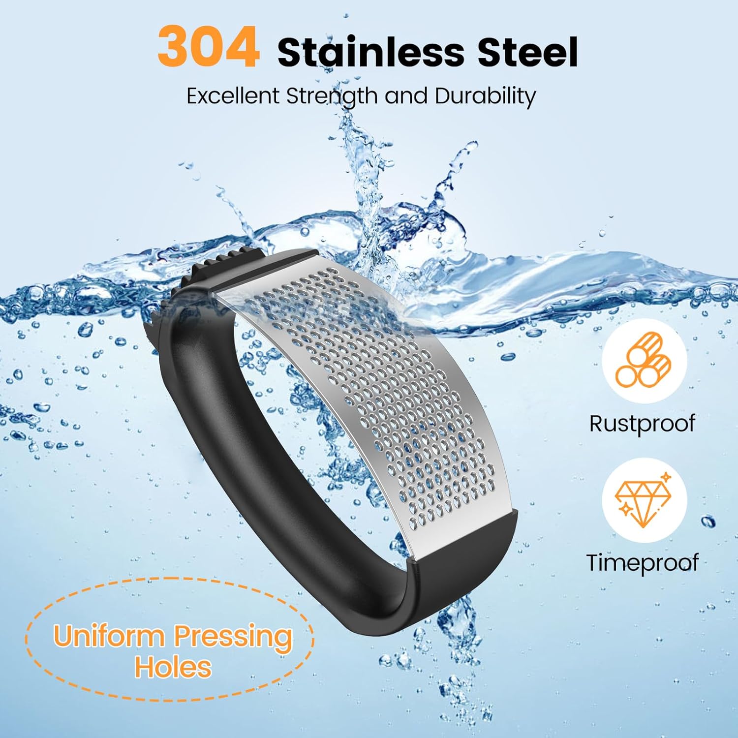 Garlic Press,Stainless Steel Garlic Mincer Crusher,Easy to Use and Clean,Ergonomic Handle,Easy Kitchen Gadget for Effortless Smashing,Kitchen Essentials,Home and Kitchen Utensils Accessories,Cooking - Image 6
