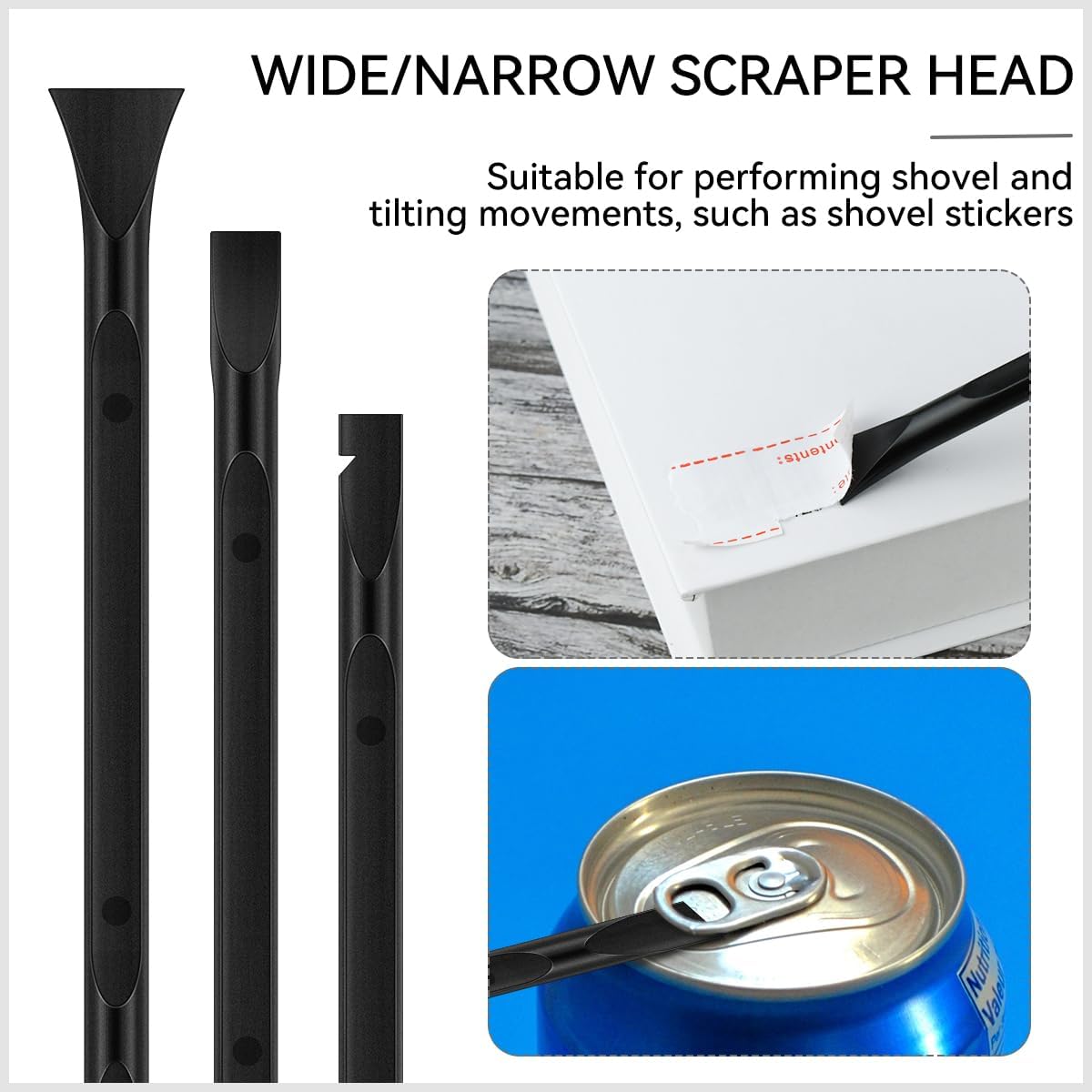 9 Pieces Plastic Scraper Tool for Tight Spaces, Non-Scratch Kitchen Scraper Cleaning Pen, Perfect for Remove Stickers, Labels, Oil Stains, Food, Dirt (Black) - Image 3