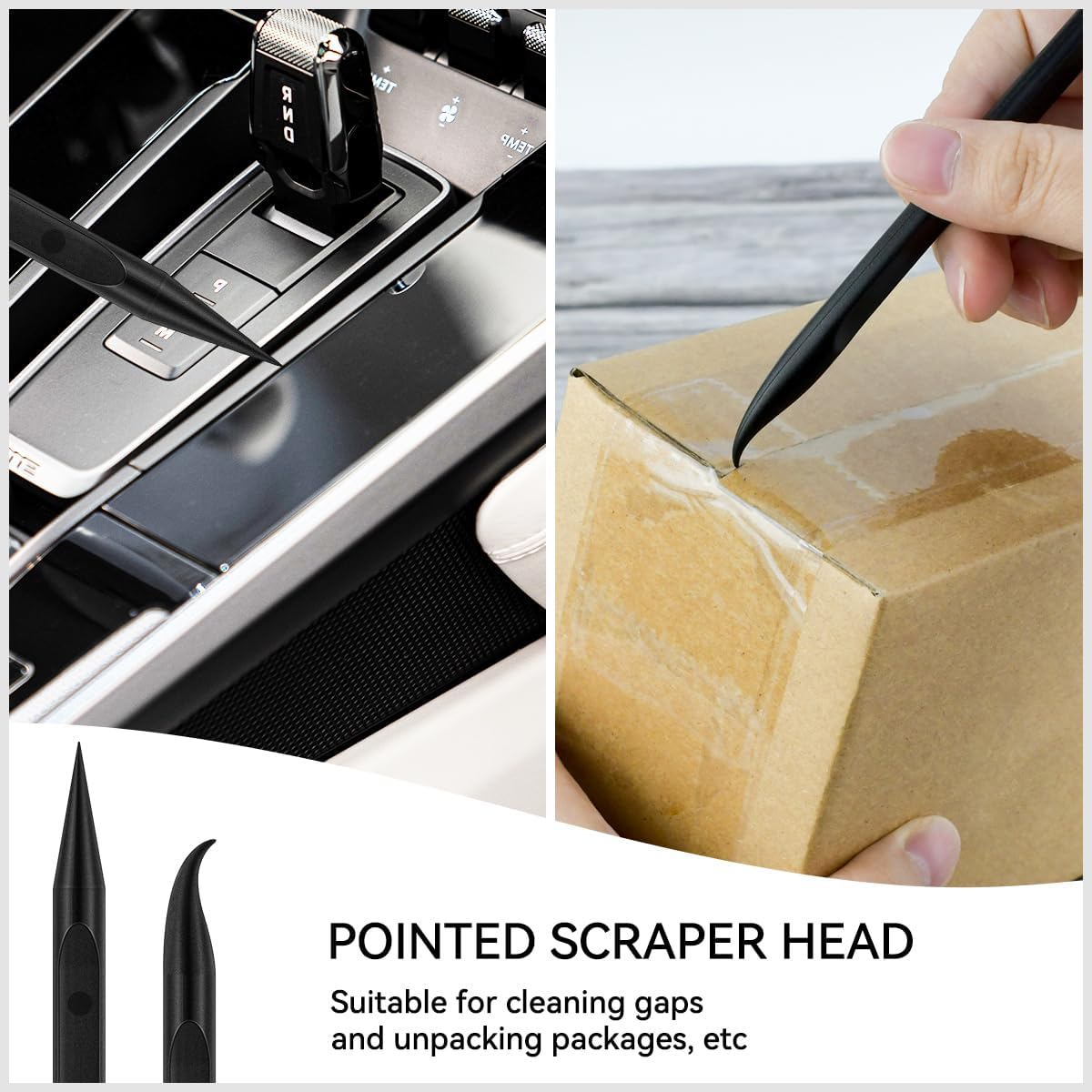 9 Pieces Plastic Scraper Tool for Tight Spaces, Non-Scratch Kitchen Scraper Cleaning Pen, Perfect for Remove Stickers, Labels, Oil Stains, Food, Dirt (Black) - Image 4