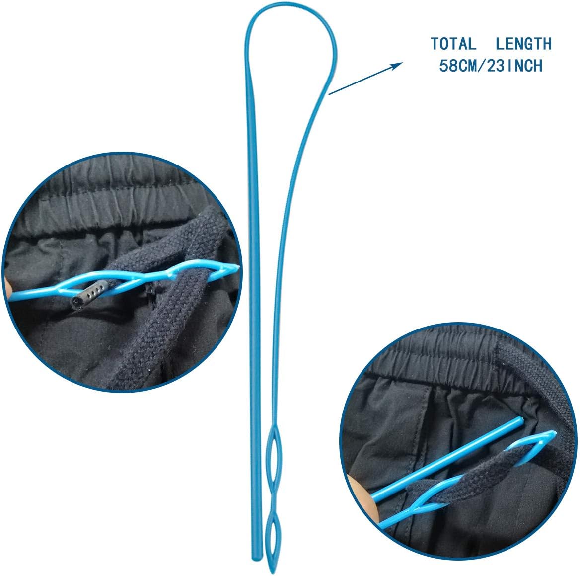 1Pcs 23In Flexible Plastic Drawstring Threader Tool, Easy Threader Drawstring Replacement Tool for Jackets Swim Trunks Pants Sweatpants Shorts Hoodies (Blue) - Image 2