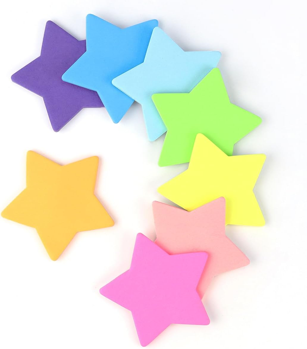8 Color Star Shape Sticky Notes, 240 Sheets, Self-Sticky Note Pads for School Office Home - Image 1