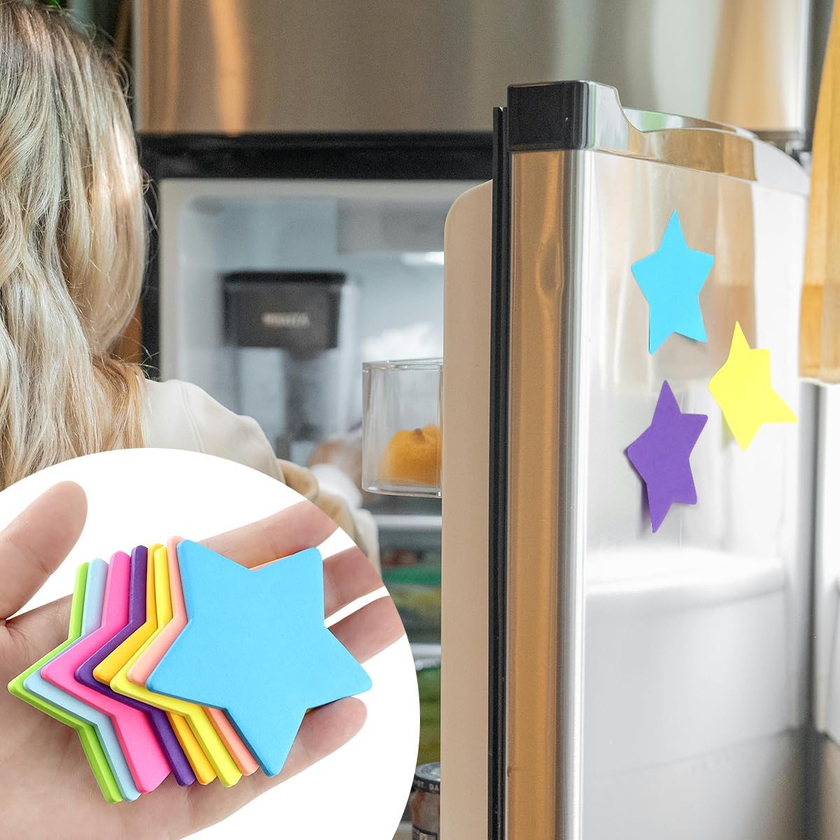8 Color Star Shape Sticky Notes, 240 Sheets, Self-Sticky Note Pads for School Office Home - Image 4