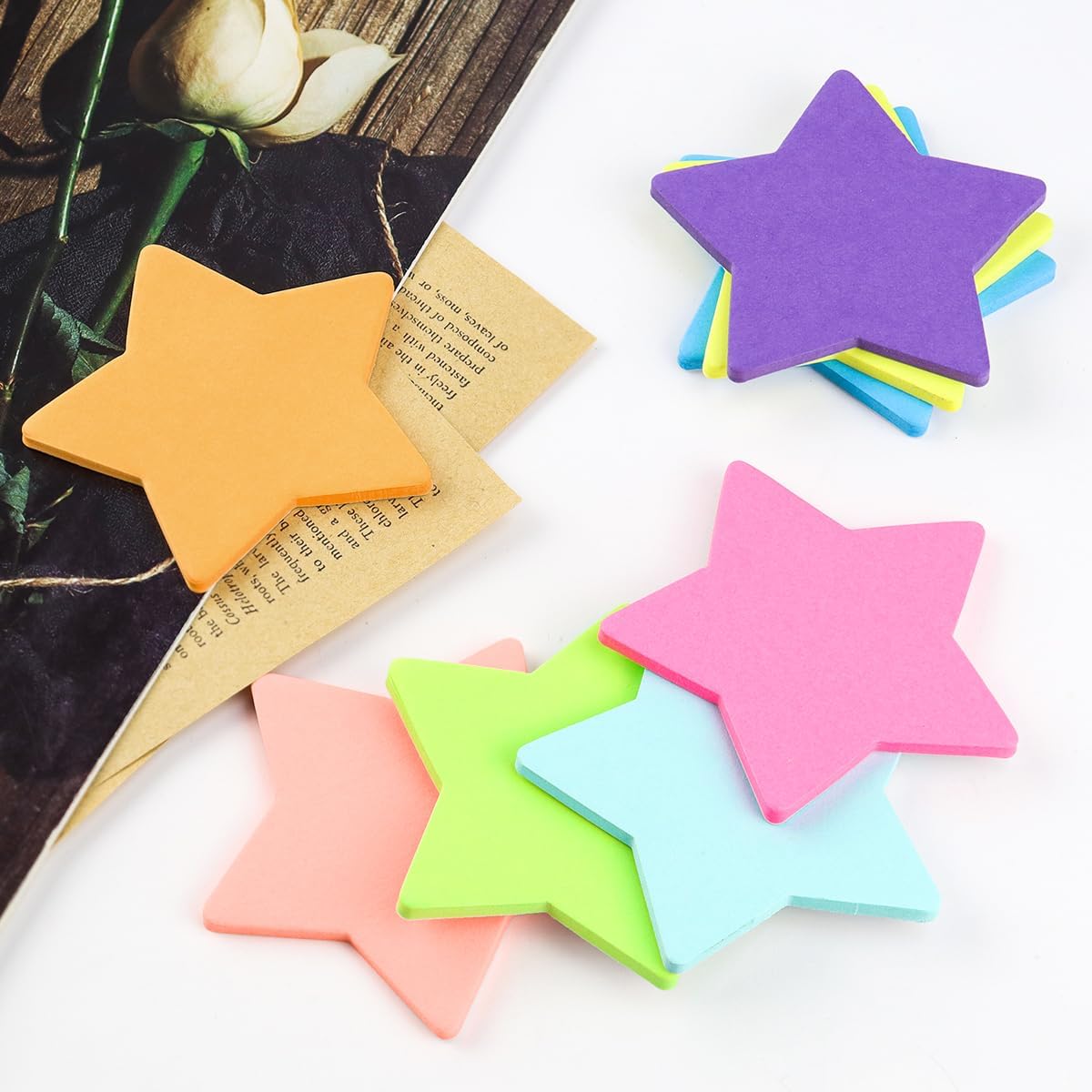 8 Color Star Shape Sticky Notes, 240 Sheets, Self-Sticky Note Pads for School Office Home - Image 5