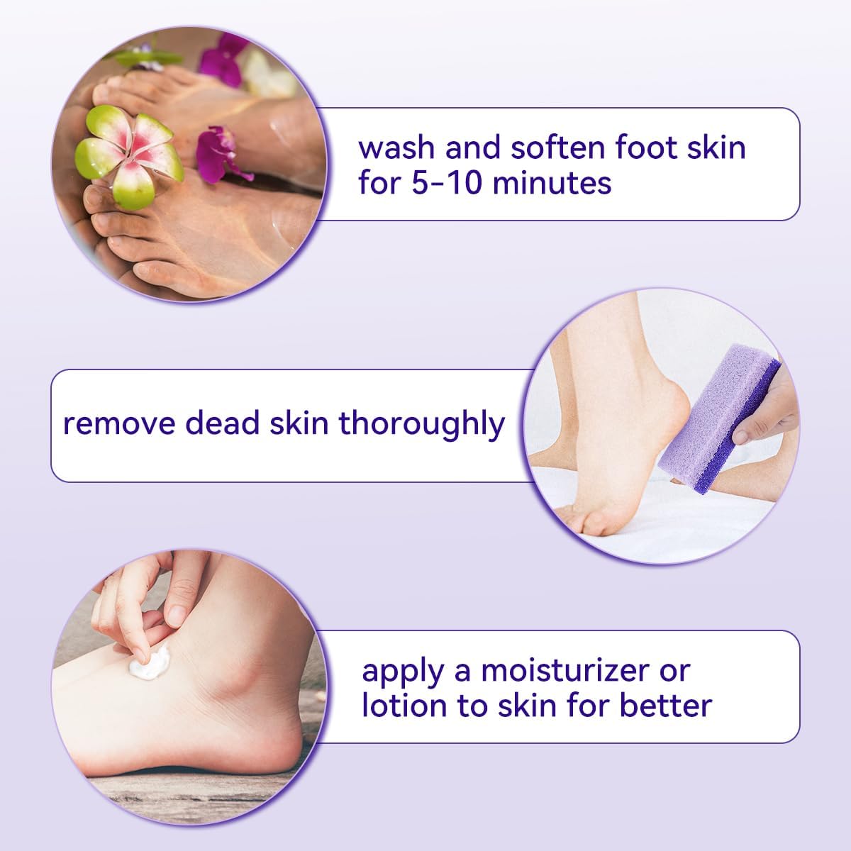 4 Pcs Foot Pumice Stone and Scrubber for Feet and Heels Callus and Dead Skins (Purple) - Image 4